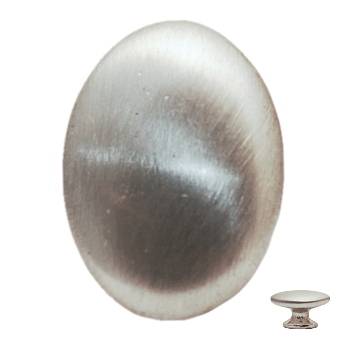 Möbelknopf in Messing matt vernickelt MNM oval 28x20mm Serie KN141 Bild1
