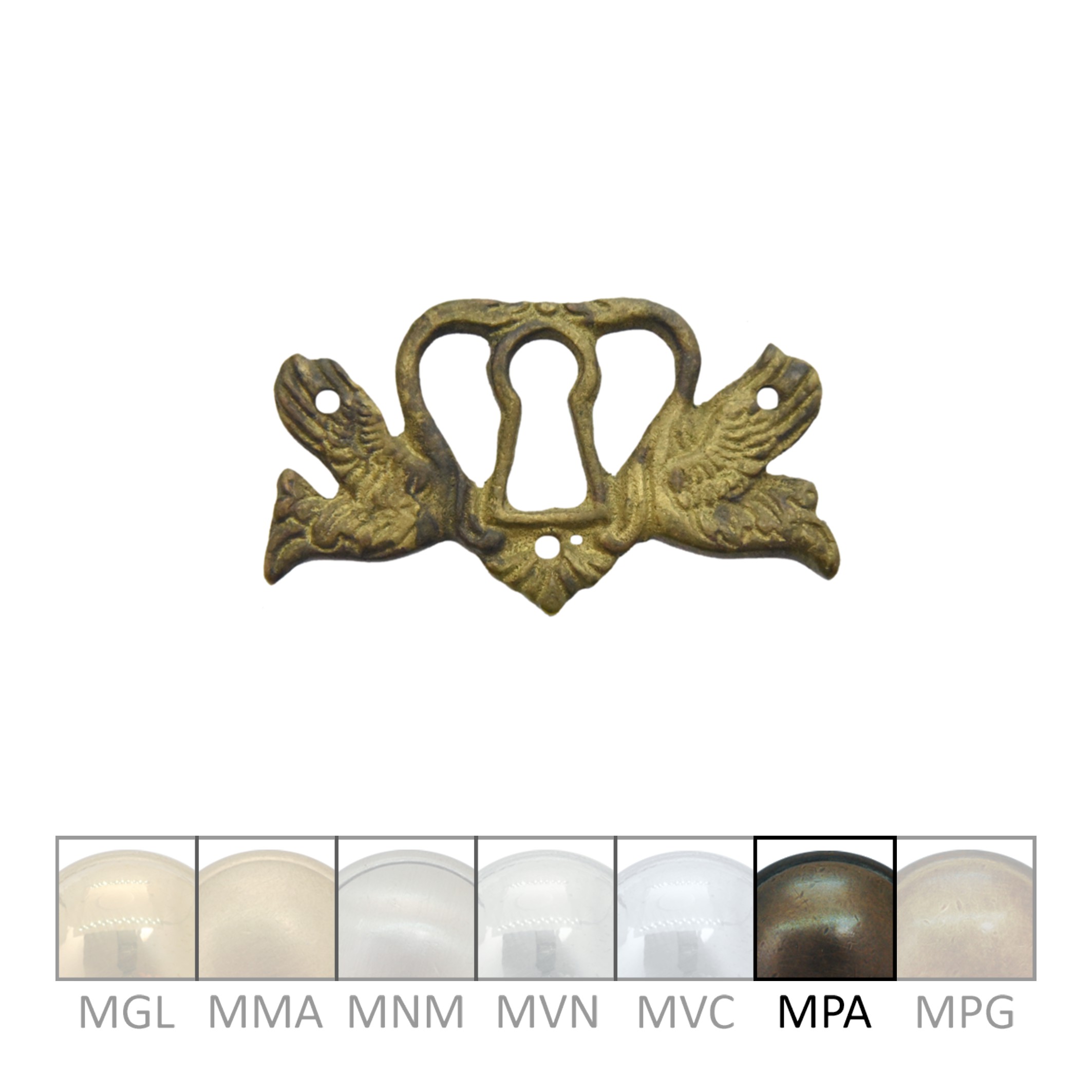 Klassizismus Möbelschild geprägt Messing MPA 62x35mm mit Schlüsselloch Serie KL123 Bild1