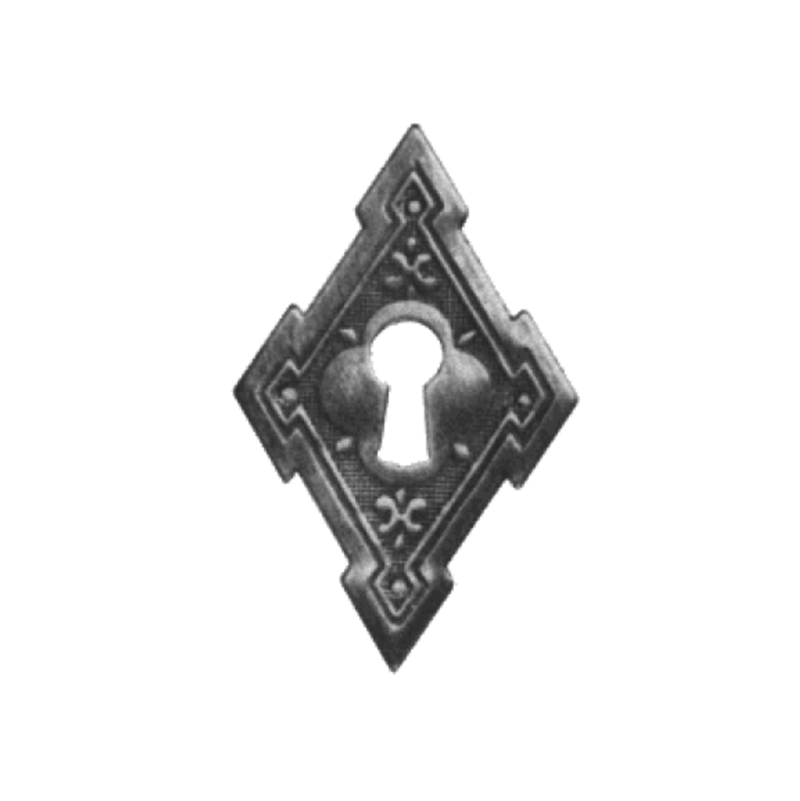 Historismus Möbelschild geprägt Messing MPA 40 x 65mm mit Schlüsselloch Serie HI018 Bild1