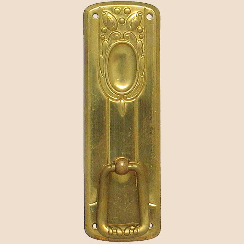 Jugendstil Möbelschild geprägt Messing MMA 34 x 105mm mit Griff Serie JU015 Bild1