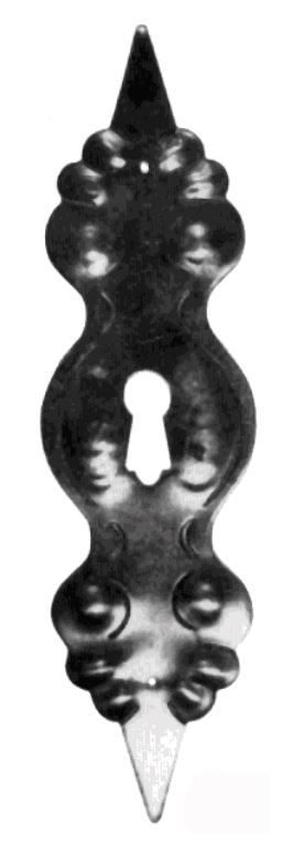 Schlüsselschild Hochkant mit Schlüsselloch, Messing patiniert, 40 x 155 mm der Serie BA026 Bild1 Barock Schlüsselschild 40 x 155mm mit Schlüsselloch, Messing MPA Serie BA026 Bild1