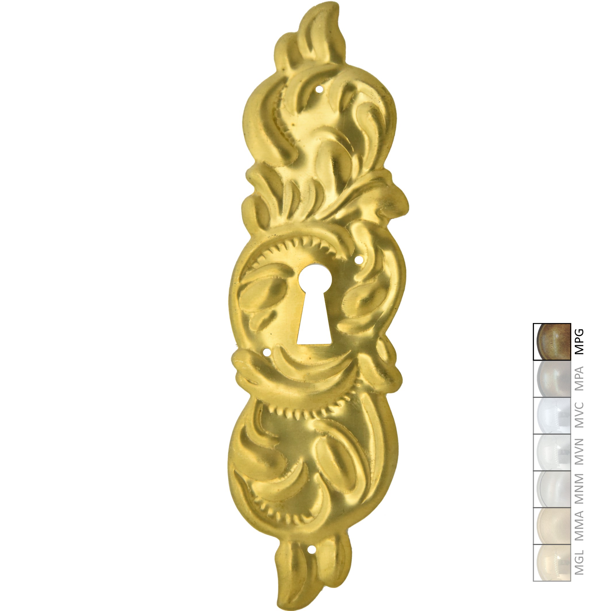 Barock Schlüsselschild 55 x 180mm mit Schlüsselloch, Messing MPG Serie BA023 Bild1