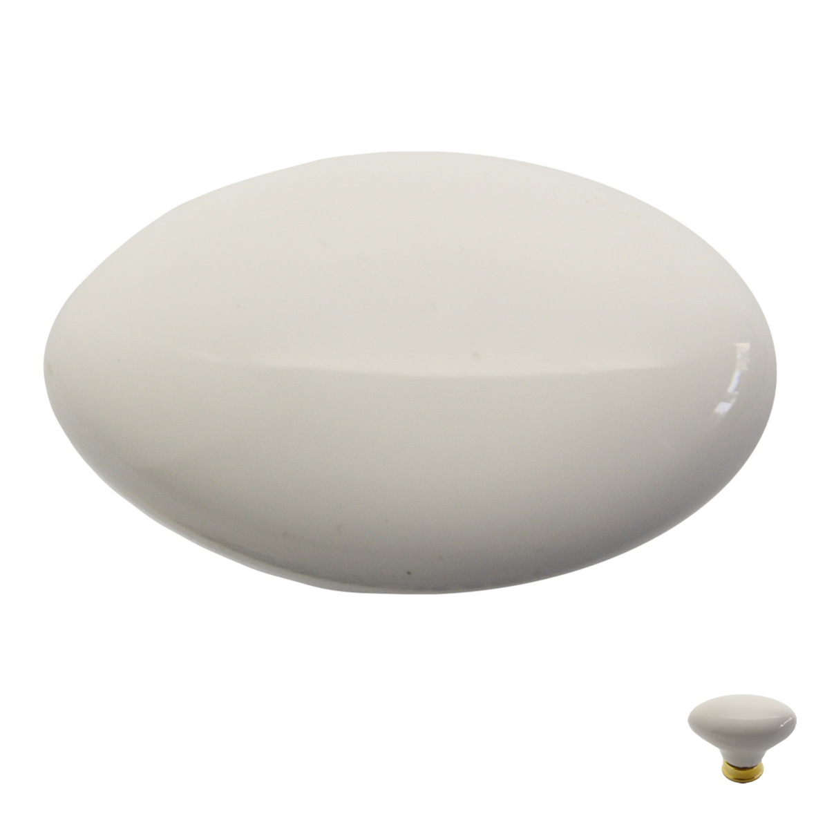 Porzellanknopf altweiß oval 42x25mm Serie KN226 Bild1