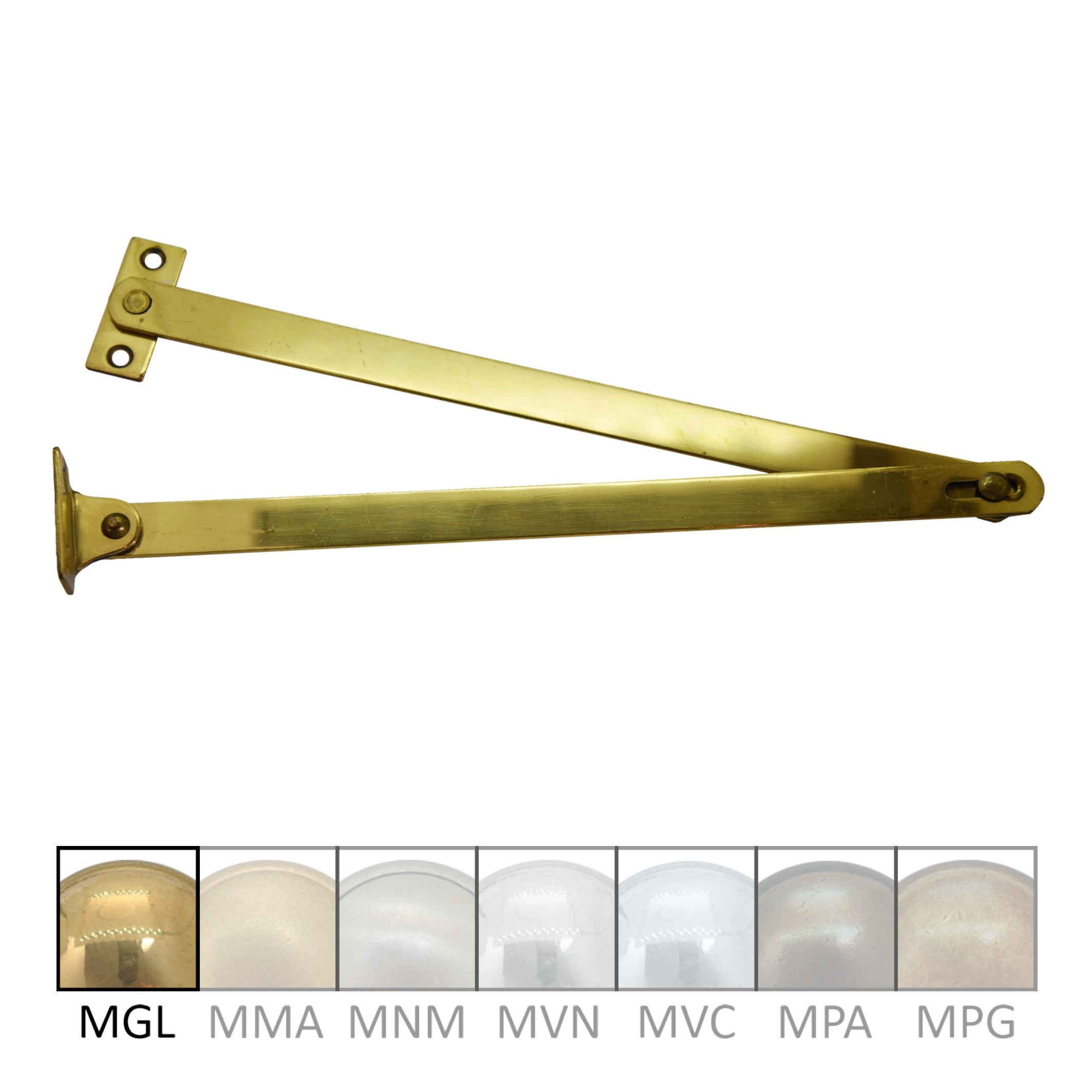 Sekretärklappenhalter, MGL L=465 mm der Serie TM101 Bild1 Sekretärklappenhalter Messing L=465mm Serie TM101 Bild1