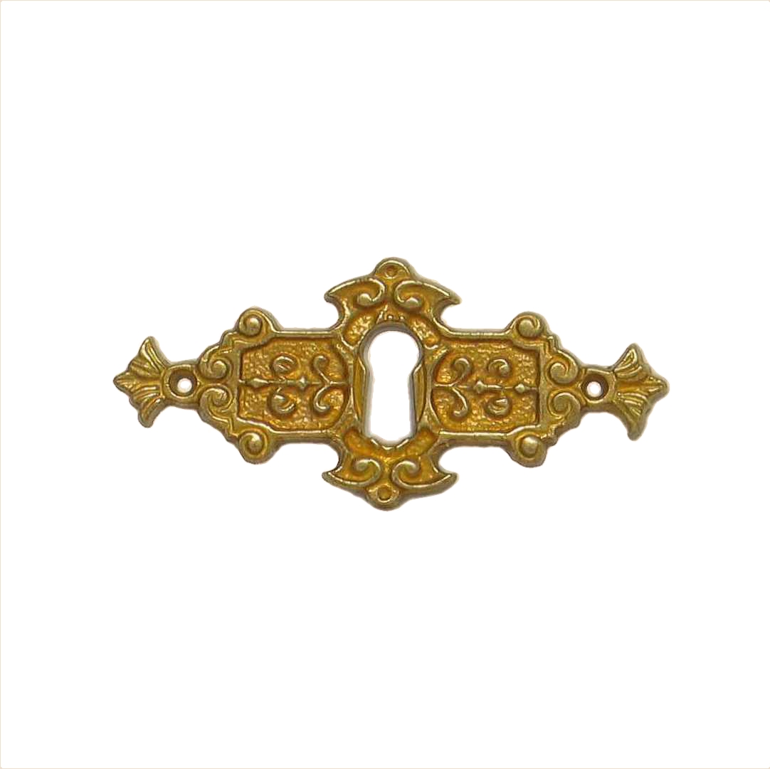 Historismus Möbelschild gegossen Messing MPA 80 x 37mm mit Schlüsselloch Serie HI004 Bild1