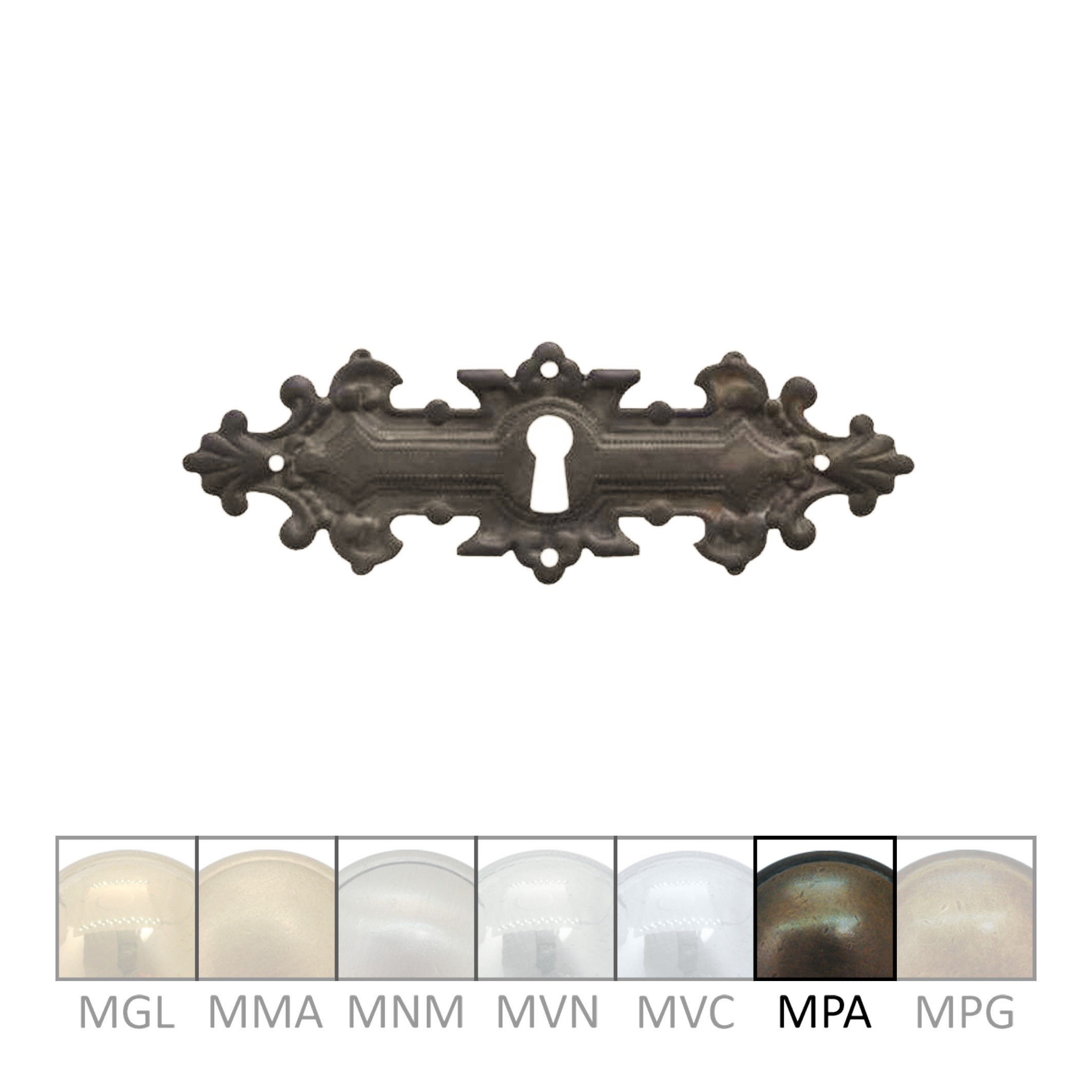 Historismus Möbelschild geprägt Messing MPA 95 x 34mm mit Schlüsselloch Serie HI002 Bild1
