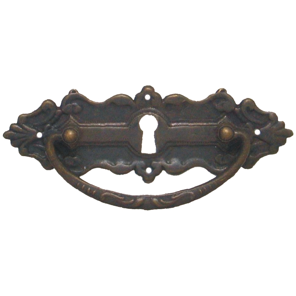 Historismus Möbelschild geprägt Messing MPG 113 x 39mm mit Griff und Schlüsselloch Serie HI001 Bild1