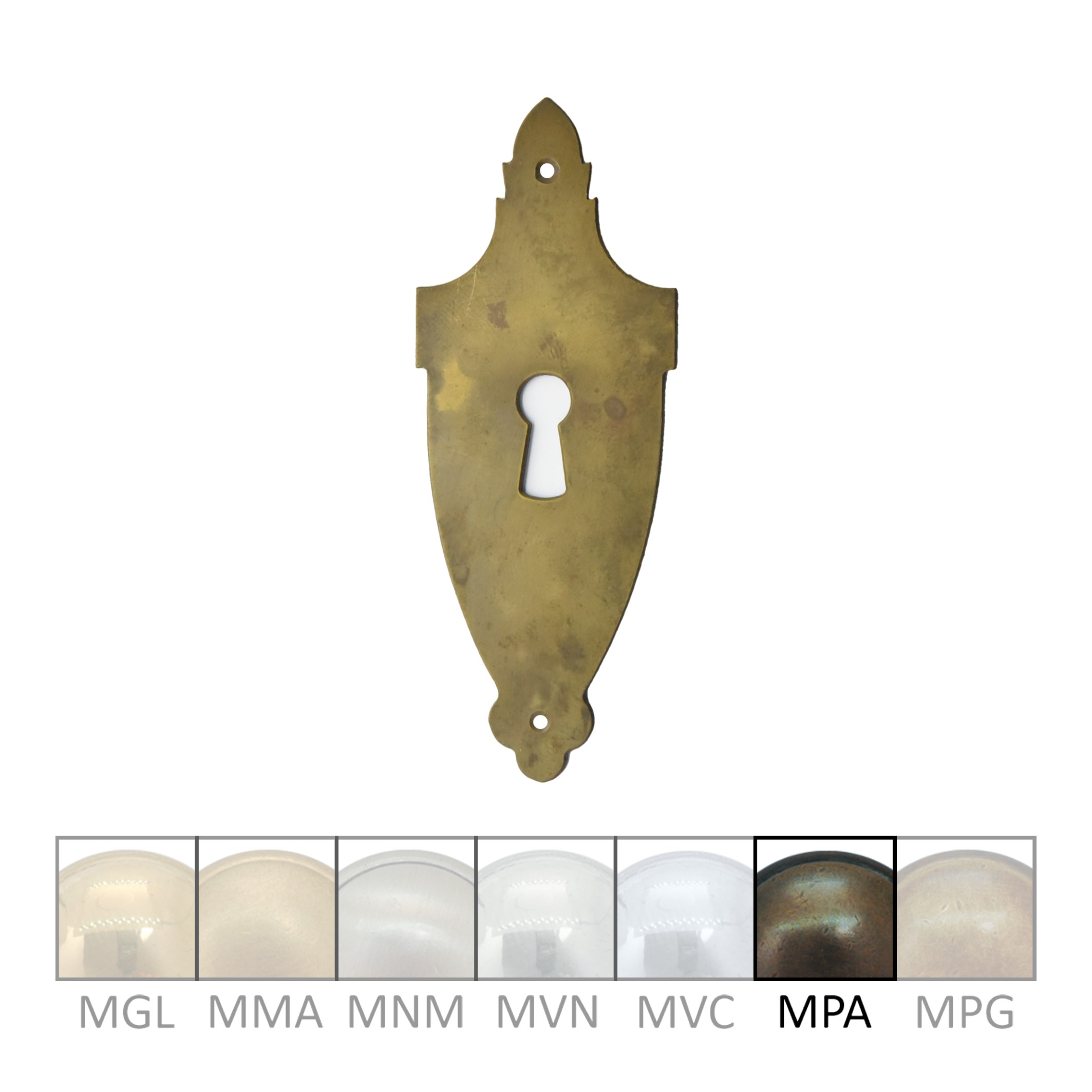 Klassizismus Möbelschild Messing patiniert&geputzt MPA 44x113mm mit Schlüsselloch Serie KL101 Bild1