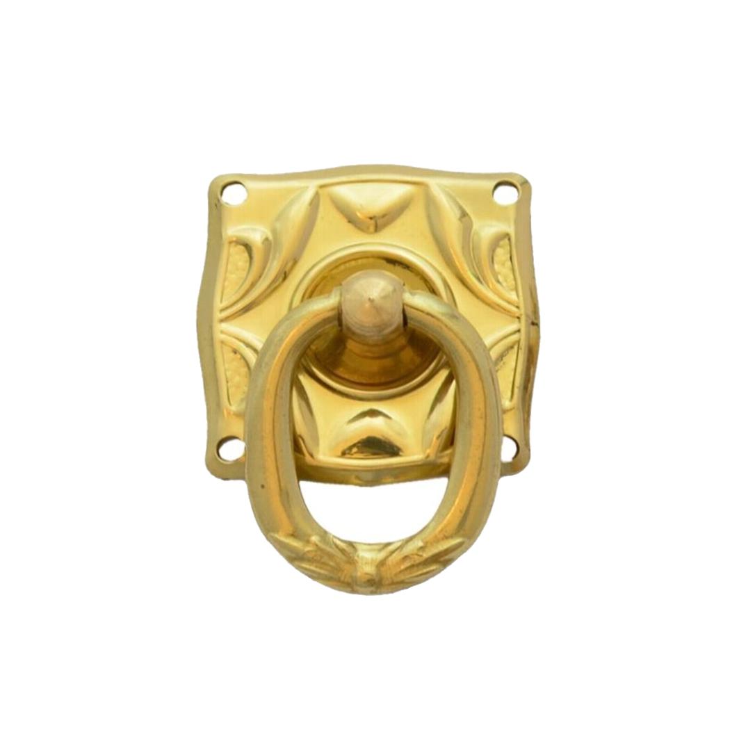 Jugendstil Möbelschild geprägt Messing MGL 35 x 35mm mit Griff Serie JU017 Bild1