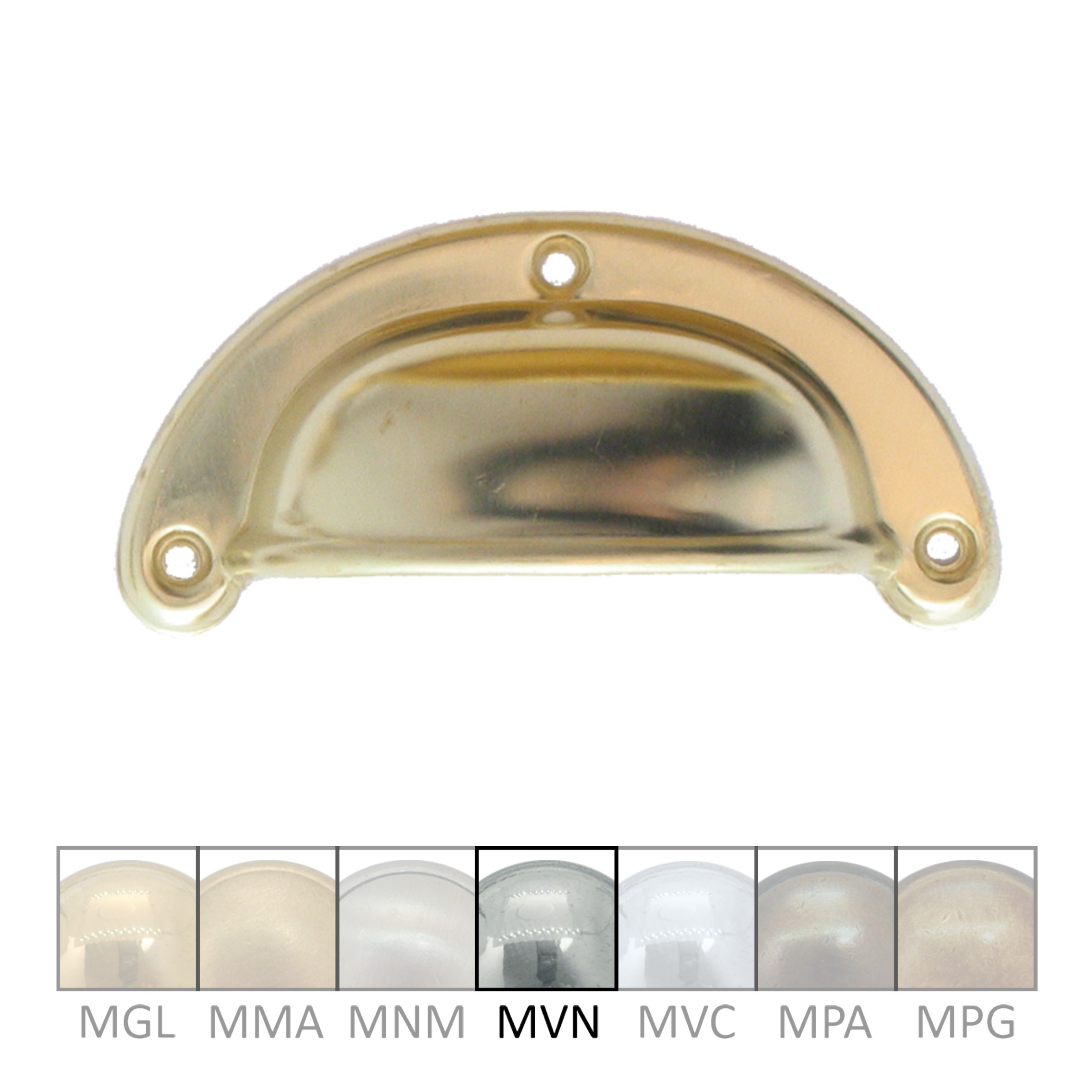 Muschelgriff mit umbördelter Kante - Messing vernickelt- 80 x 22 mm der Serie JU020 Bild1 Muschelgriff mit umbördelter Kante Messing MVN 80 x 22mm Serie JU020 Bild1