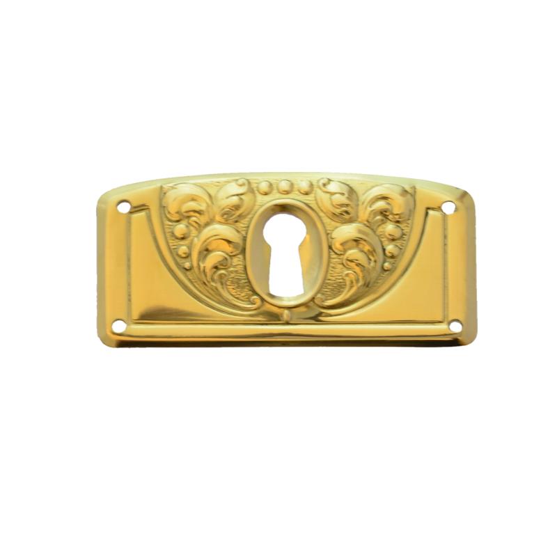 Jugendstil Möbelschild geprägt Messing MPG 68 x 36mm mit Schlüsselloch Serie JU015 Bild1