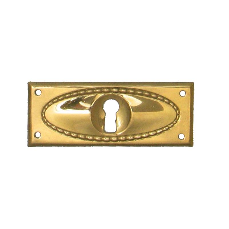 Jugendstil Möbelschild geprägt Messing MGL 70 x 28mm mit Schlüsselloch Serie JU018 Bild1