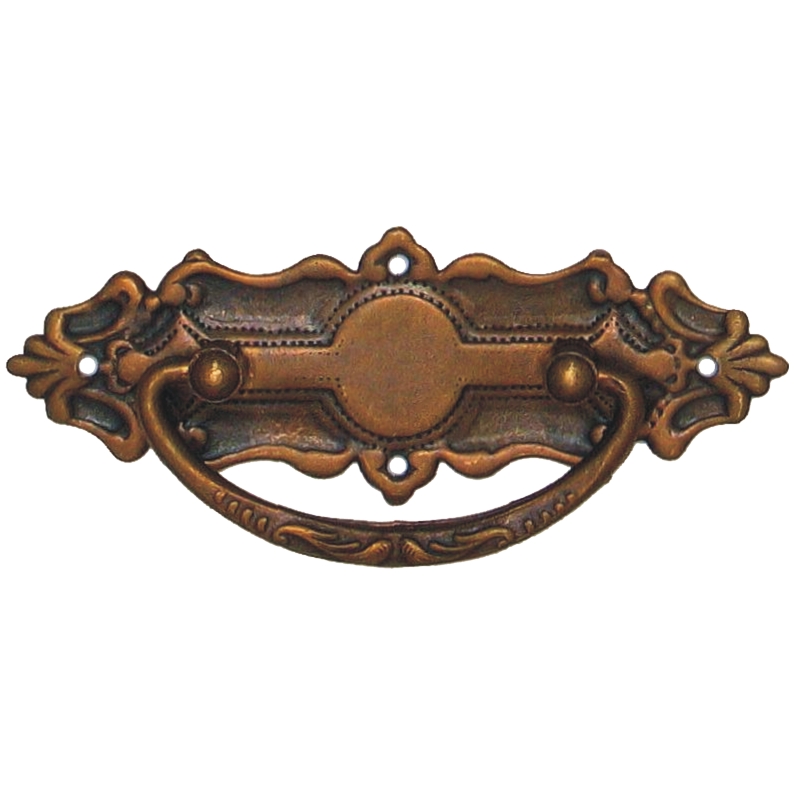 Historismus Möbelschild geprägt Messing MPA 94 x 34mm mit Griff Serie HI001 Bild1