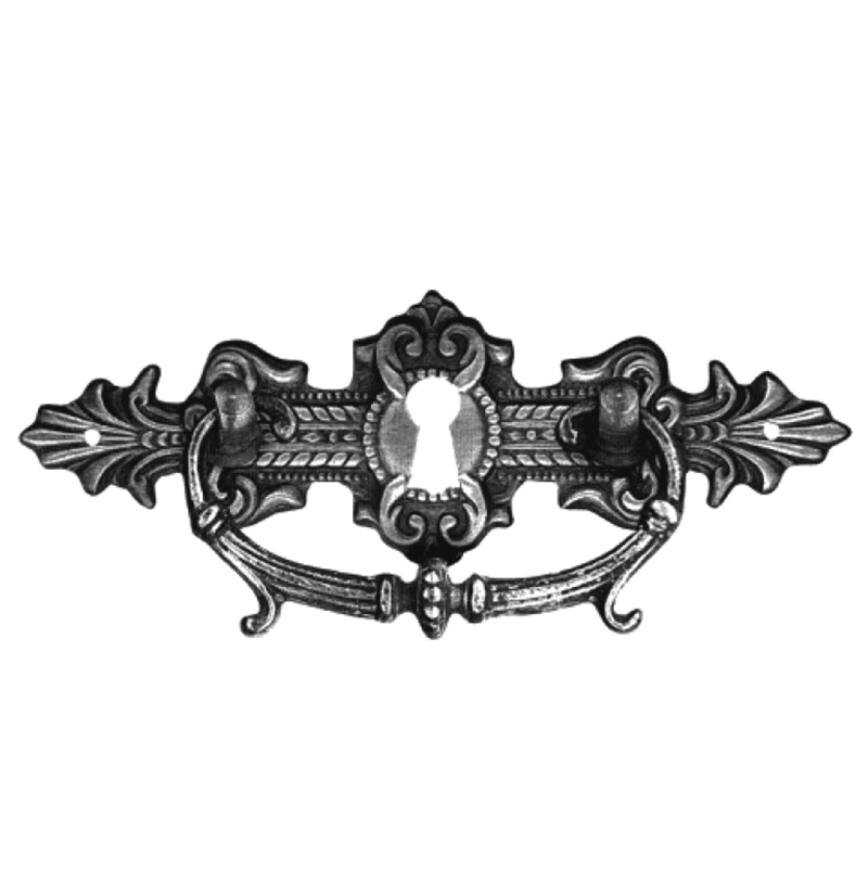 Historismus Möbelschild geprägt Messing MPA115 x 40mm mit Griff und Schlüsselloch Serie HI027 Bild1