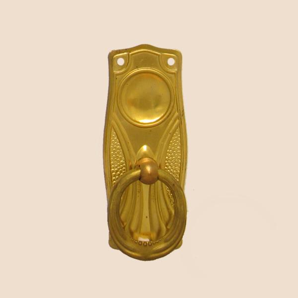 Jugendstil Möbelschild geprägt Messing MMA 28 x 70mm mit Griff Serie JU017 Bild1