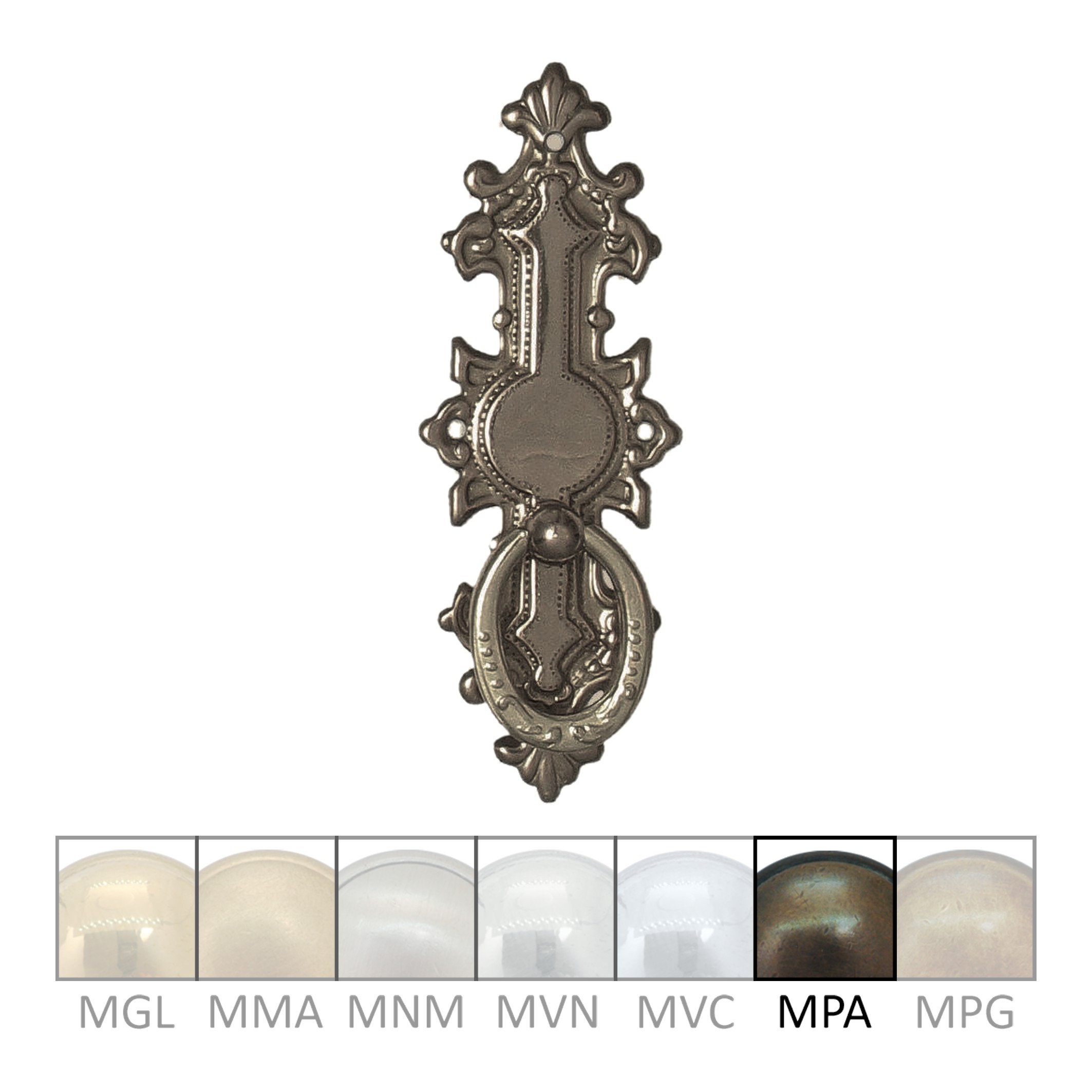 Historismus Möbelschild geprägt Messing MPA 34 x 95mm mit Griff Serie HI002 Bild1