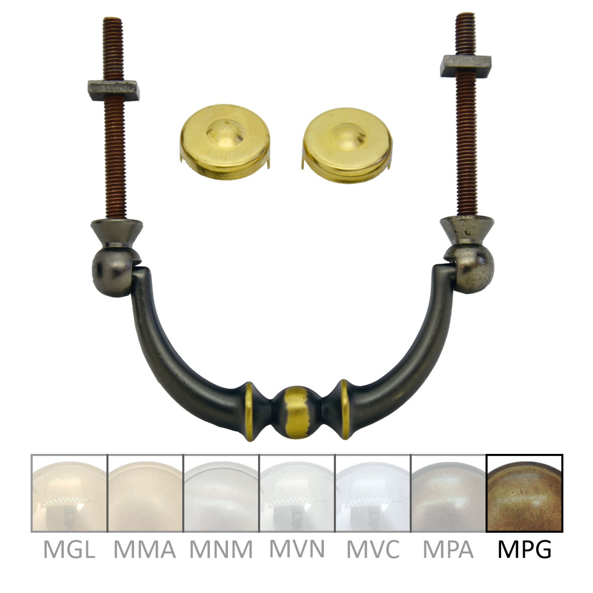 Möbelgriff in Messing patiniert &geputzt. 70x32 mm Bild1 Möbelgriff in Messing patiniert & geputzt 70x32 mm Serie GR041 Bild1