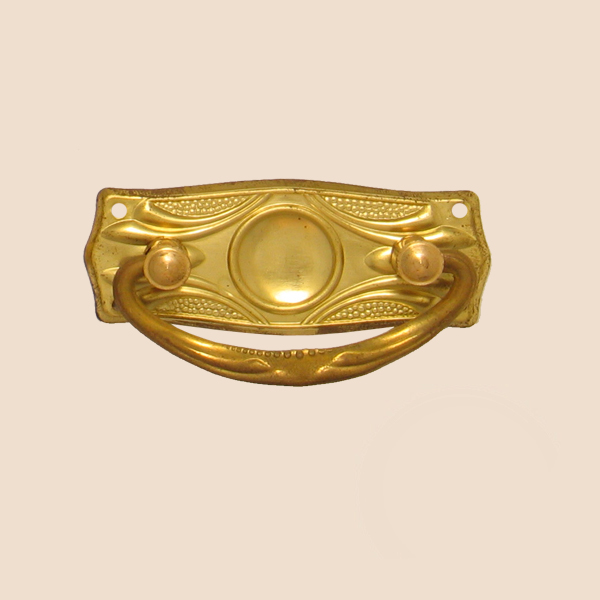 Jugendstil Möbelschild geprägt Messing MMA 70 x 28mm mit Griff Serie JU017 Bild1