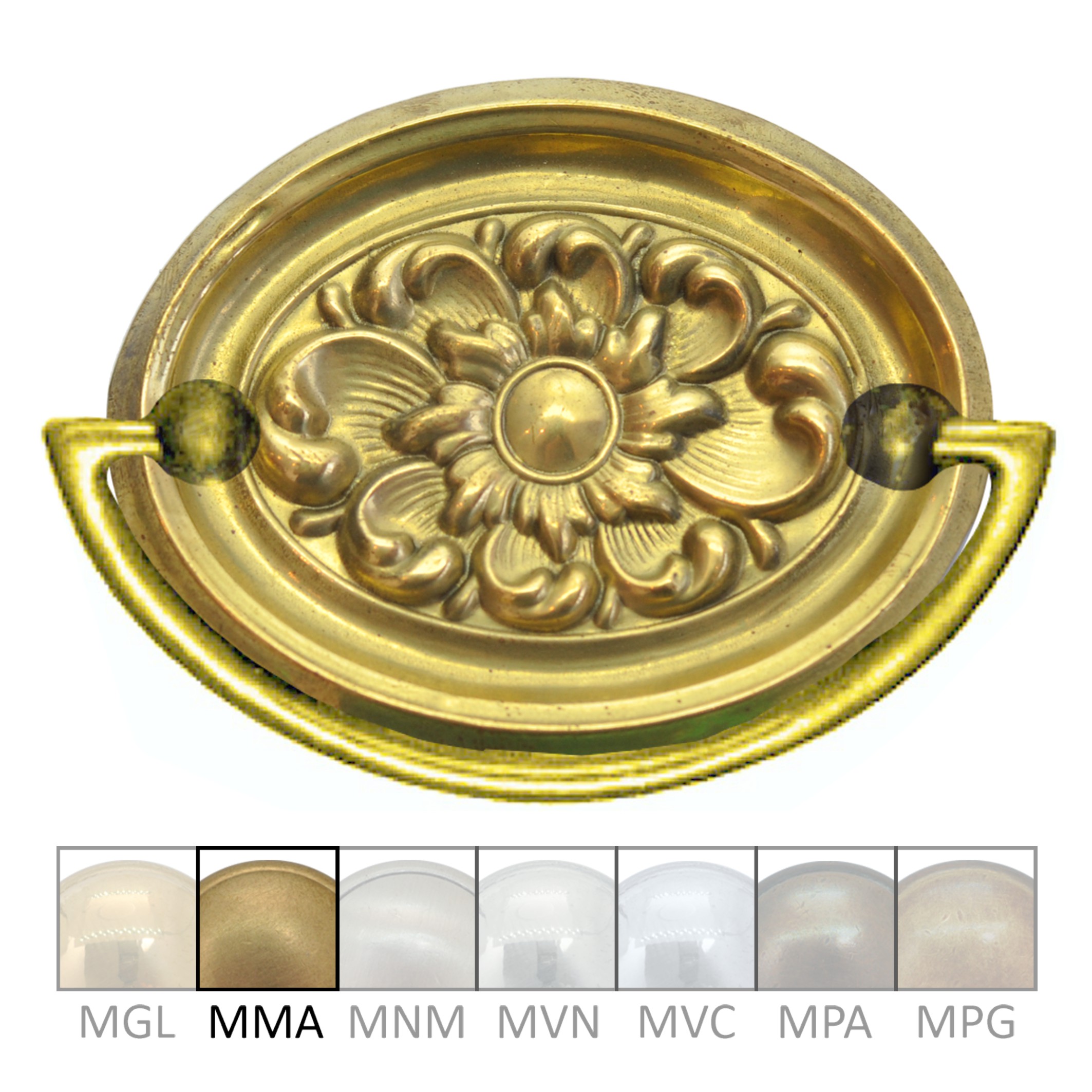 Klassizismus Möbelschild geprägt Messing MMA 75x57mm mit Griff Serie KL081 Bild1
