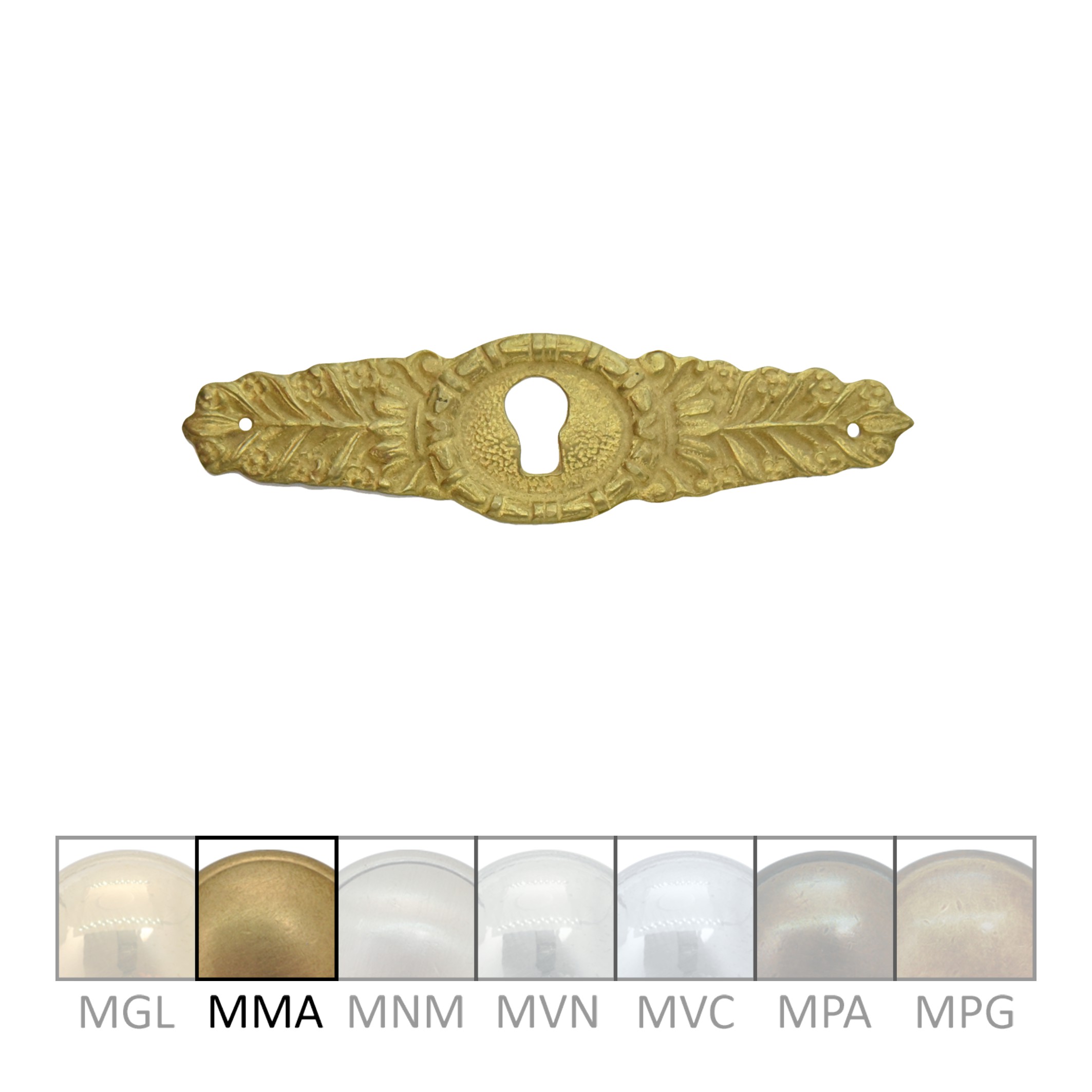 Klassizismus Möbelschild gegossen Messing MMA 102x28mm mit Schlüsselloch Serie KL008 Bild1