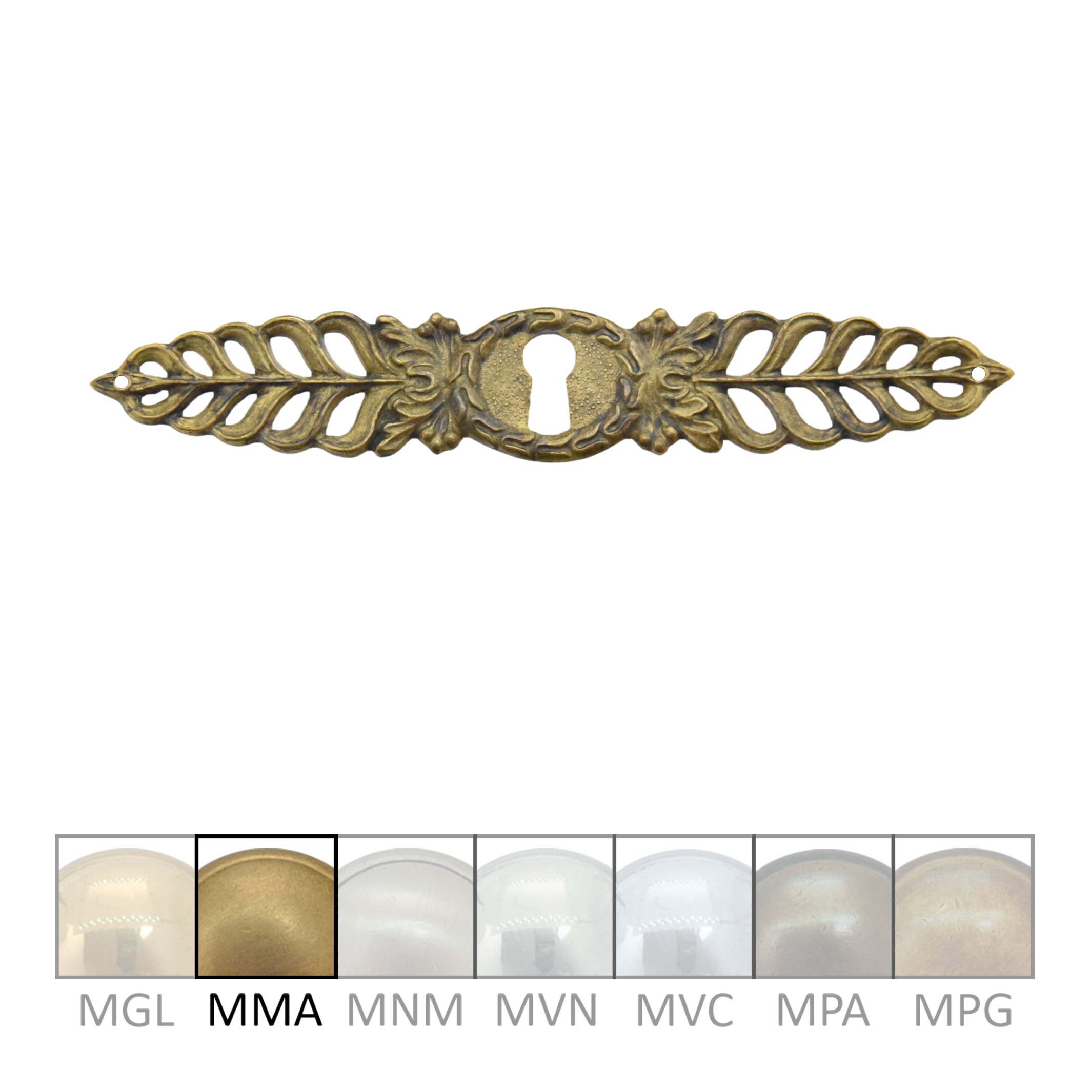 Klassizismus Möbelschild gegossen Messing MMA 153x25mm mit Schlüsselloch Serie KL009 Bild1