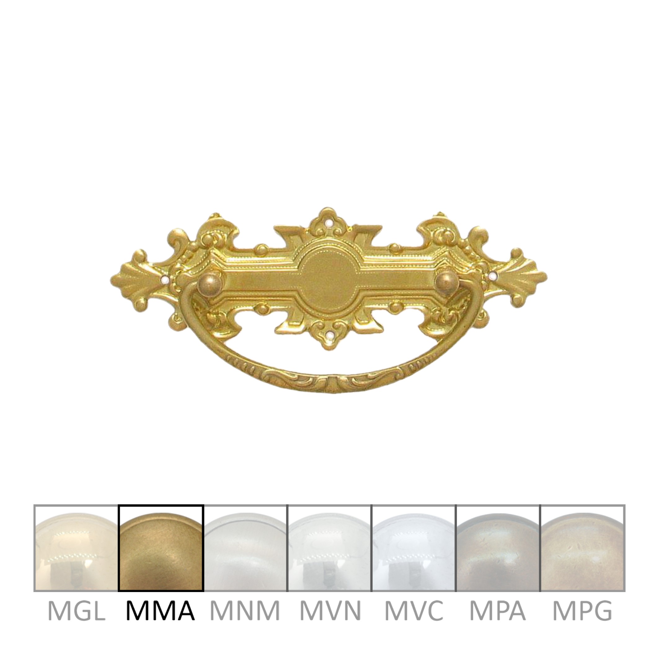 Historismus Möbelschild geprägt Messing MMA 95 x 34mm mit Griff Serie HI002 Bild1