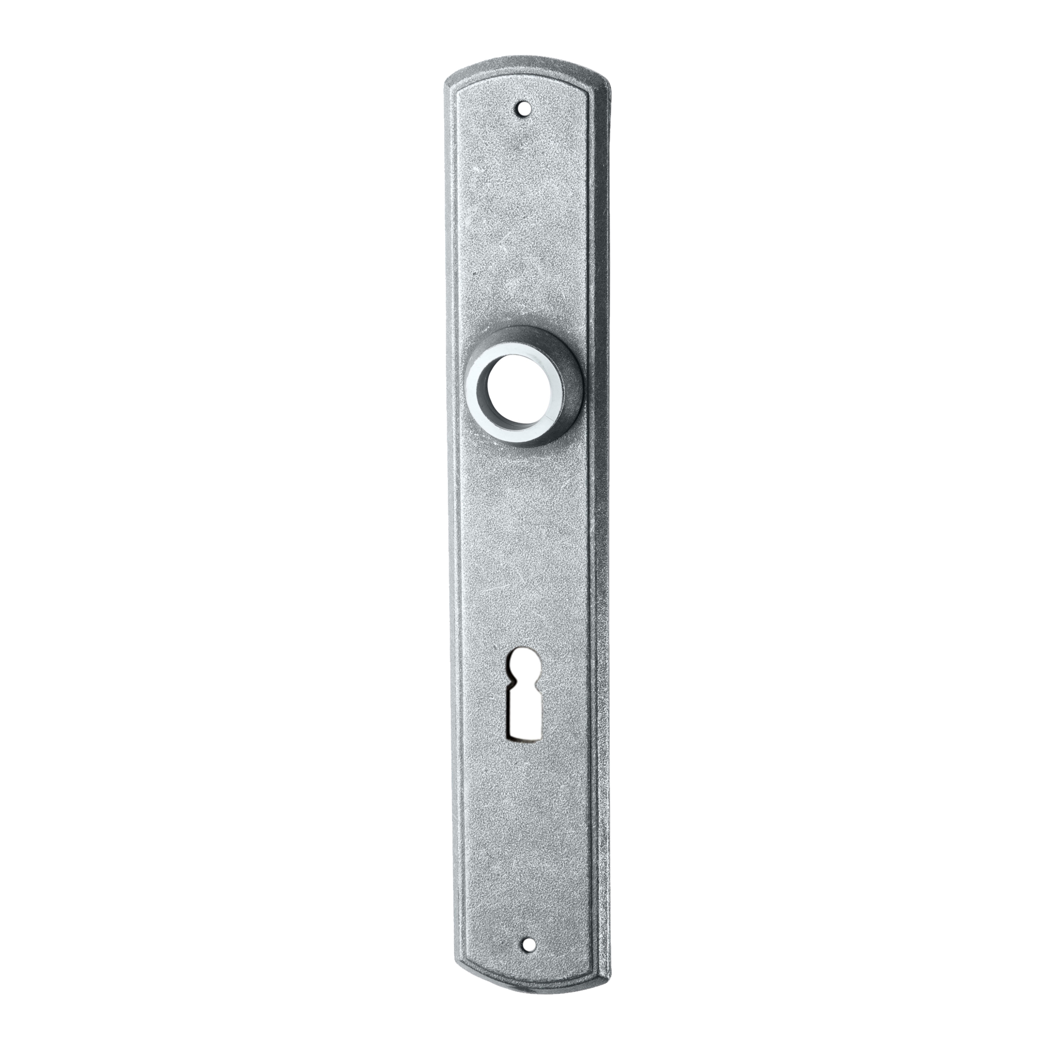 Zimmertürschild Dist. 72 mm BB, Eisen thermopatiniert ® L x B