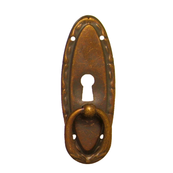 Jugendstil Möbelschild geprägt Messing MPA 29 x 80mm mit Griff und Schlüsselloch Serie JU002 Bild1
