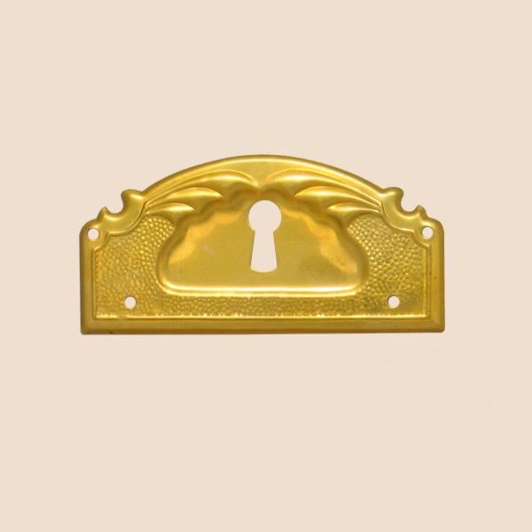 Jugendstil Möbelschild geprägt Messing MPA 84 x 40mm mit Schlüsselloch Serie JU016 Bild1