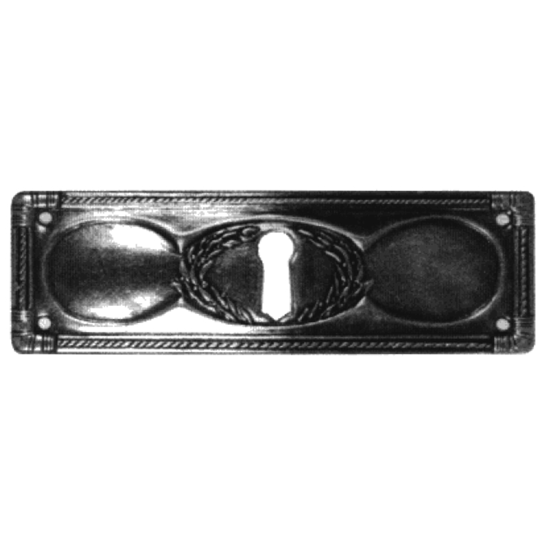 Jugendstil Möbelschild geprägt Messing altsilber 96 x 33mm mit Schlüsselloch Serie JU030 Bild1