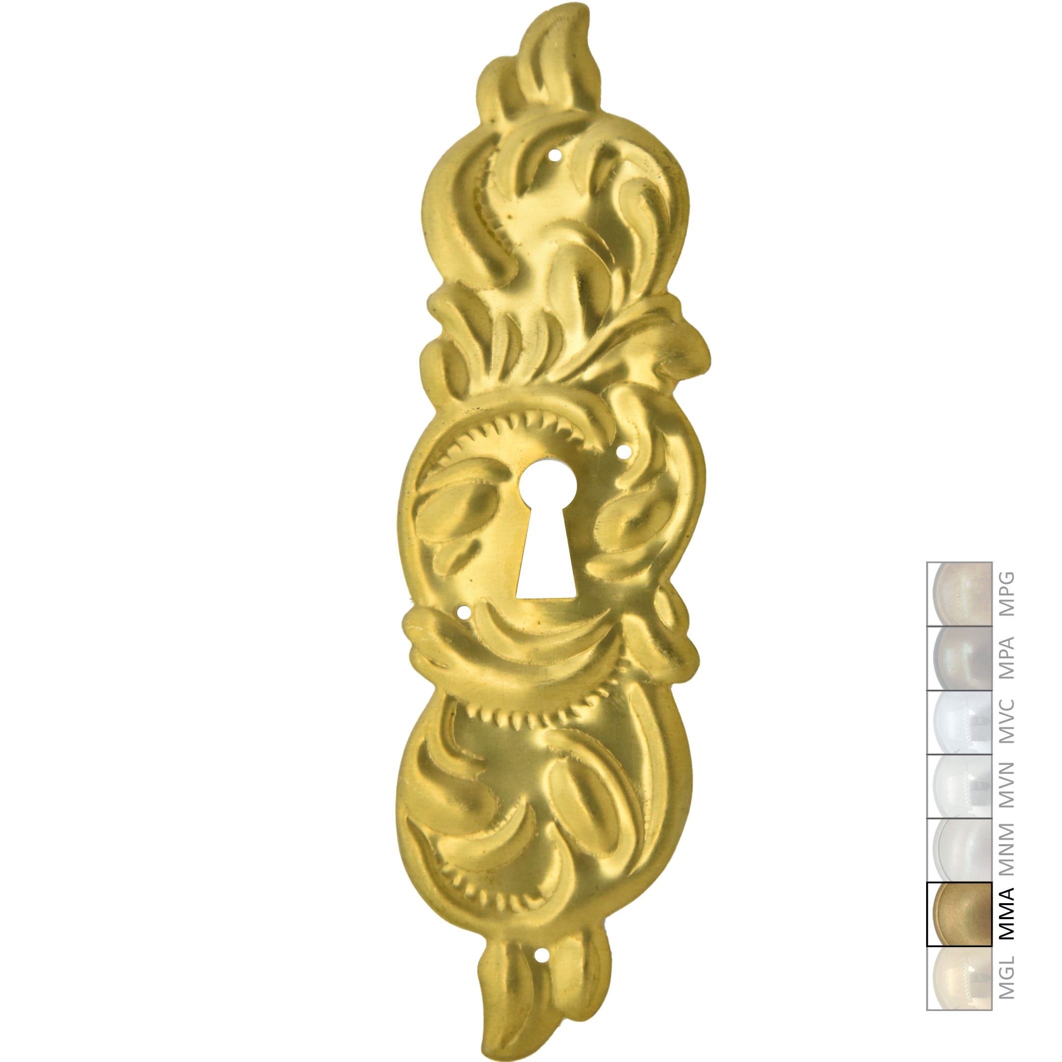Barock Schlüsselschild 55 x 180mm mit Schlüsselloch, Messing MMA Serie BA023 Bild1