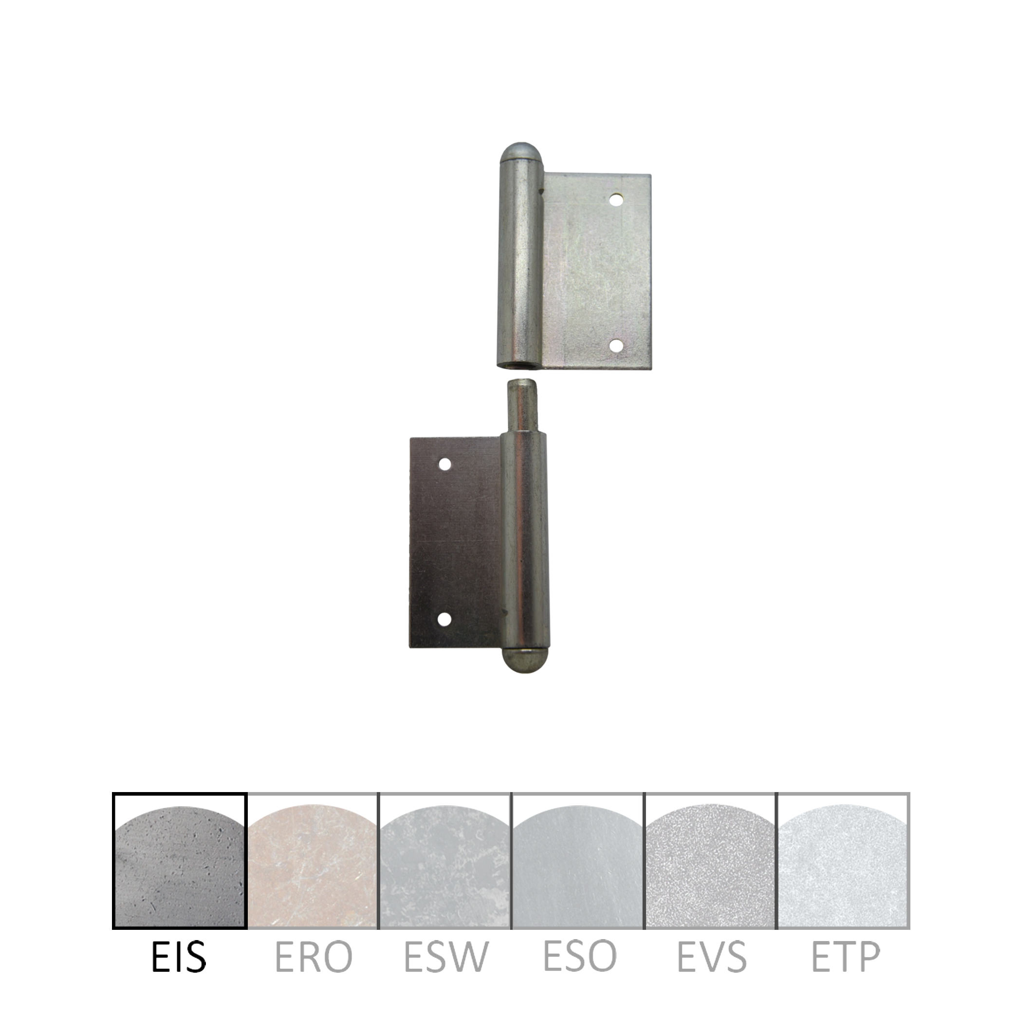 Einstemmband fester Stift. Länge 100-120 mm. RE/ LI. 
Stift fest Bild1 Einstemmband/Fitschenband versetzte Lappen fester Stift 100mm links Serie FB034 Bild1