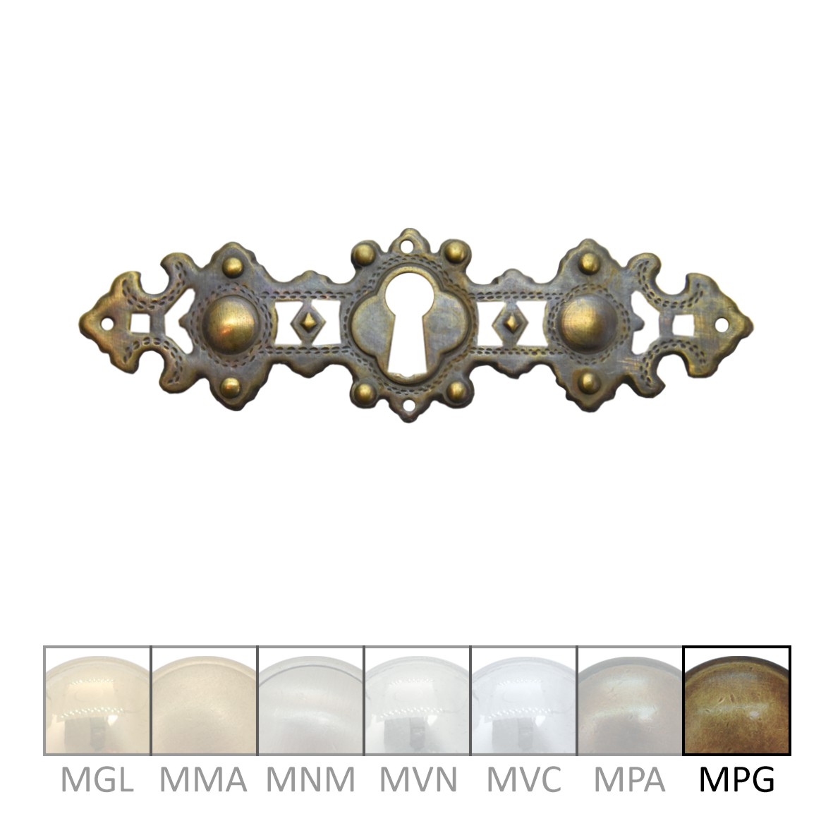Historismus Möbelschild geprägt Messing MPG 108 X 32mm mit Schlüsselloch Serie HI029 Bild1