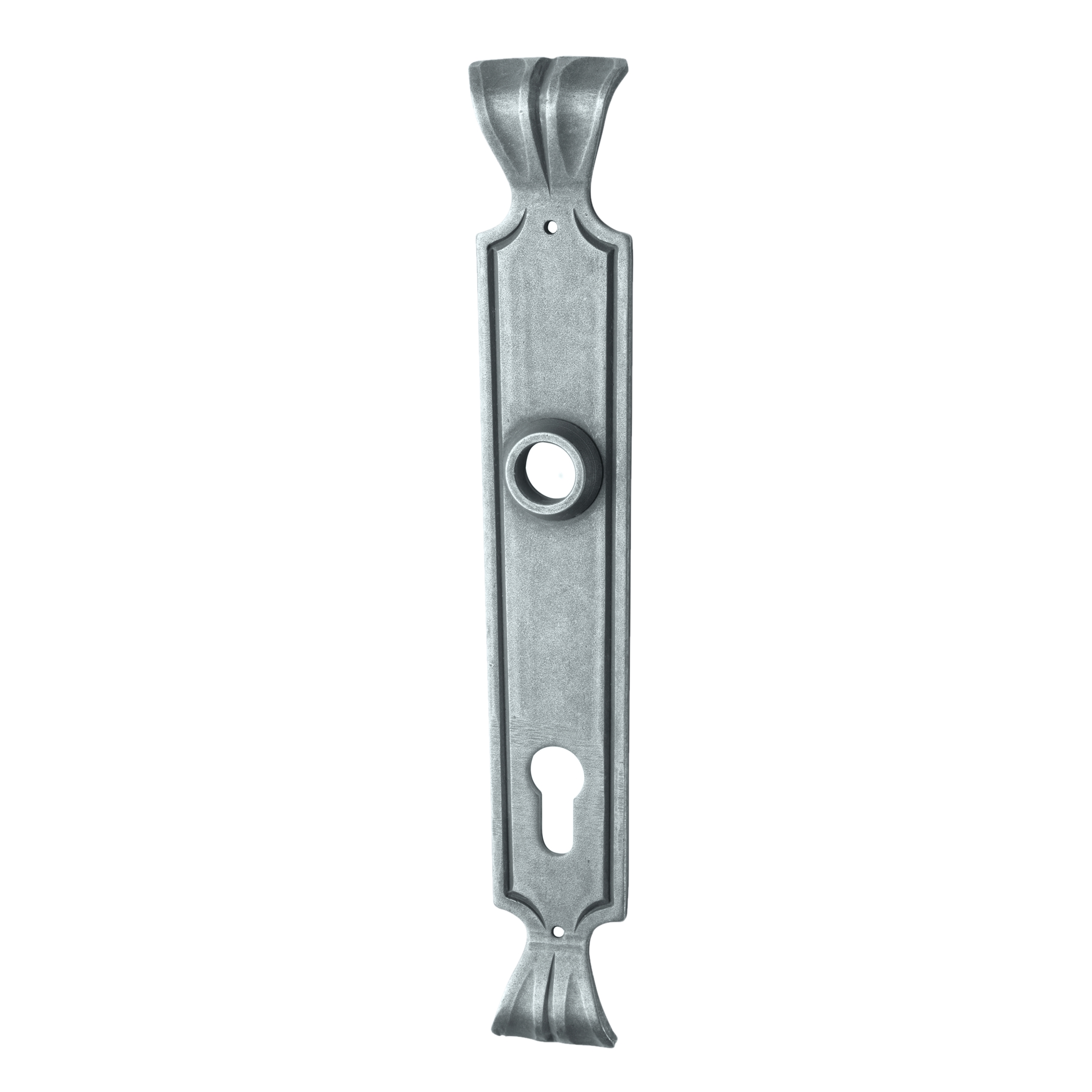 Haustürschild Dist. 92 mm PZ, Eisen thermopatiniert ® L x B