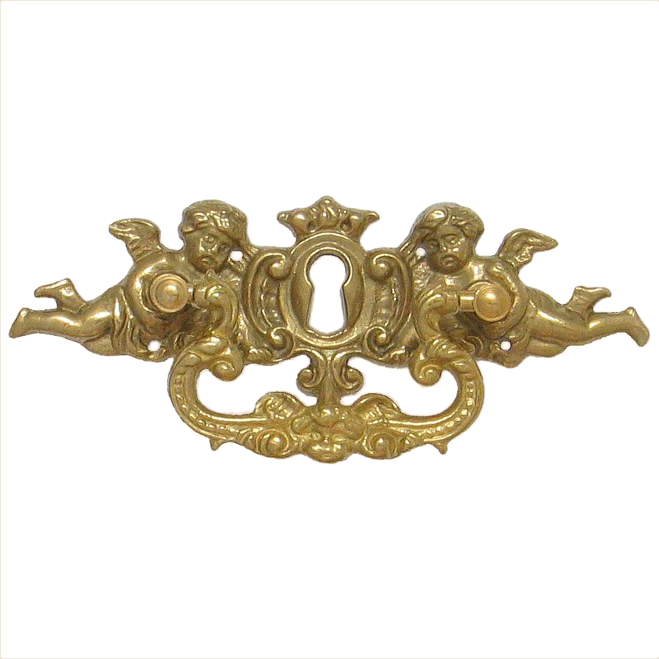 Historismus Möbelschild gegossen Messing MMA 124 x 44mm mit Griff und Schlüsselloch Serie HI008 Bild1