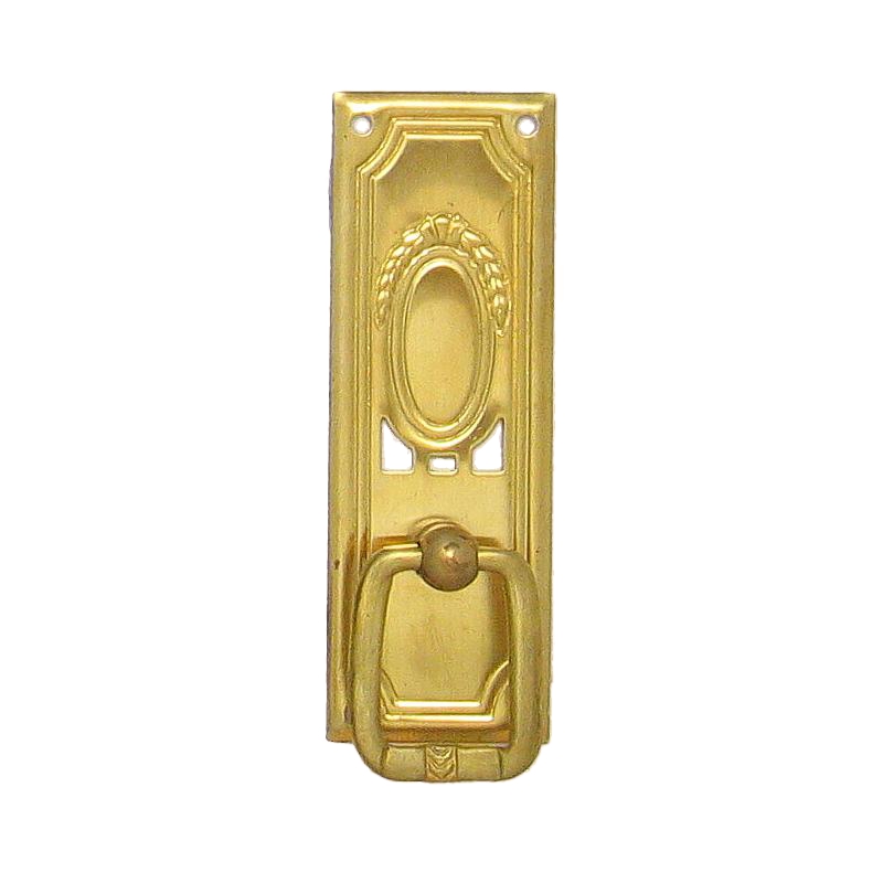 Jugendstil Möbelschild geprägt Messing MGL 27 x 79mm mit Griff Serie JU006 Bild1