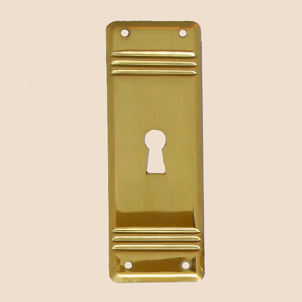 Jugendstil Möbelschild Messing MGL 30 x 90mm mit Schlüsselloch Serie JU004 Bild1