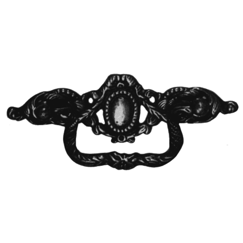 Historismus Möbelschild gegossen Messing MPA 120 x 35mm mit Griff Serie HI017 Bild1