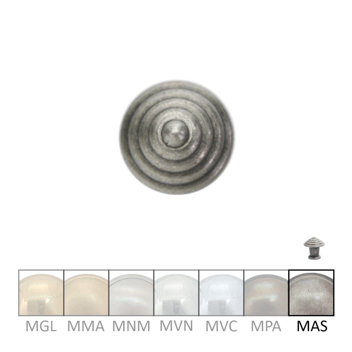 Möbelknopf in Messing altsilber, D