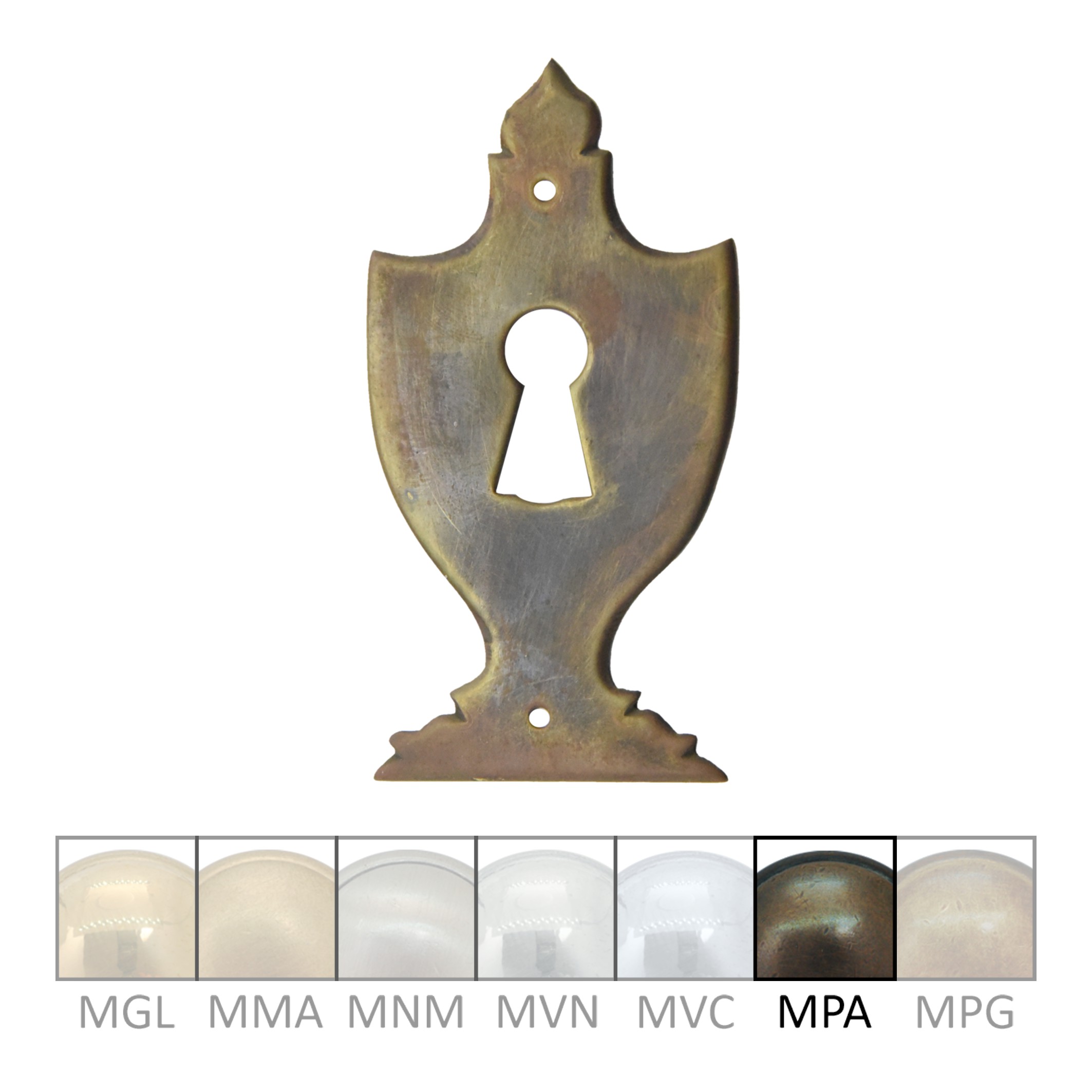Klassizismus Möbelschild Messing patiniert MPA 47x90mm mit Schlüsselloch Serie KL115 Bild1