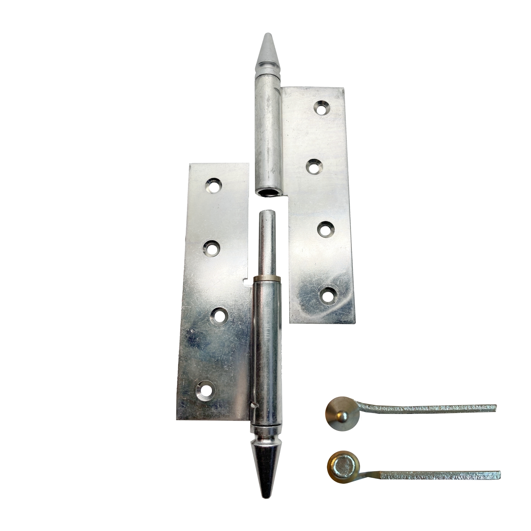 Türaufschraubband fester Stift 140mm rechts mit Zierkopf Spitze - Eisen verzinkt Serie TB003 Bild1