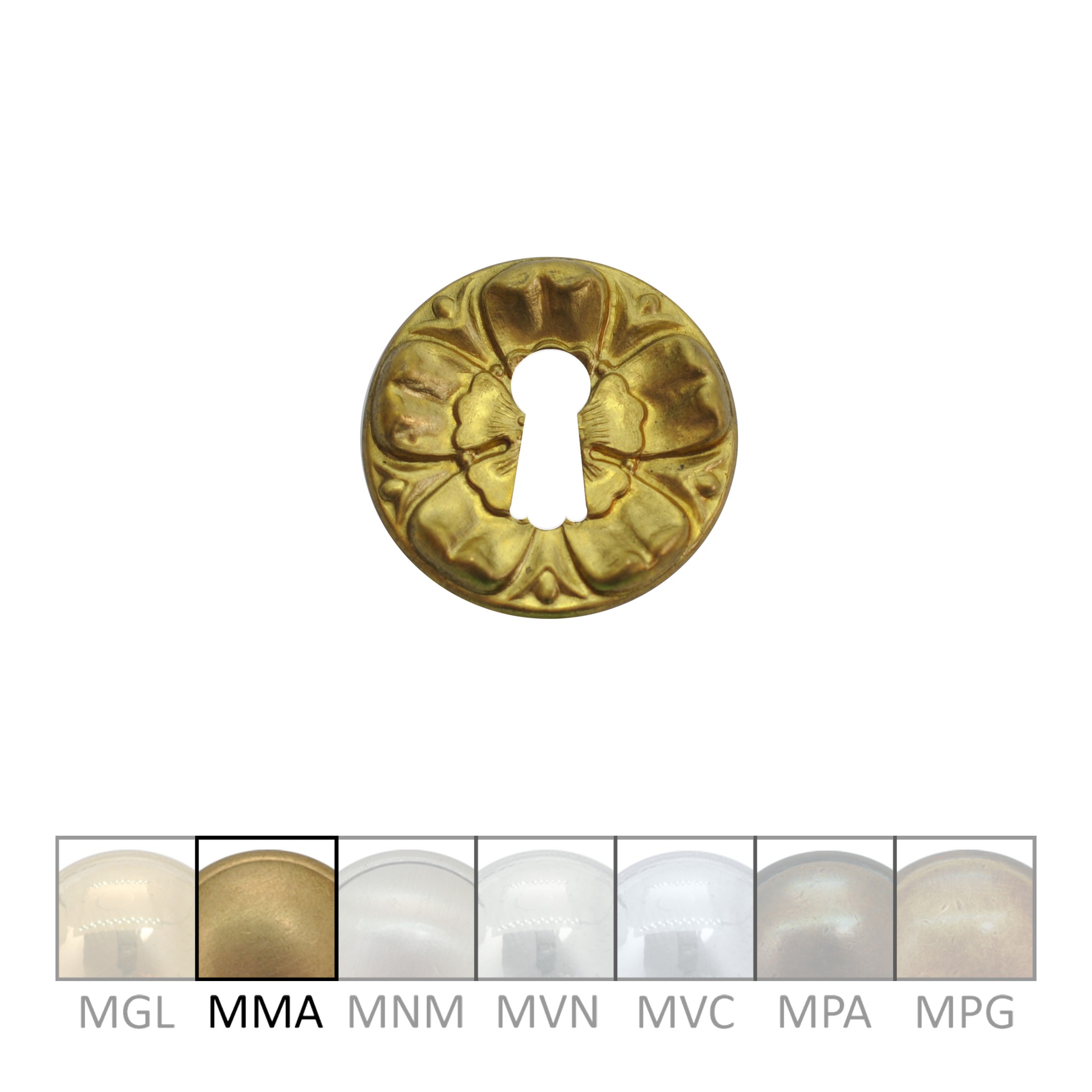 Klassizismus Möbelschild geprägt Messing MMA D40mm Schlüsselloch Serie KL094 Bild1