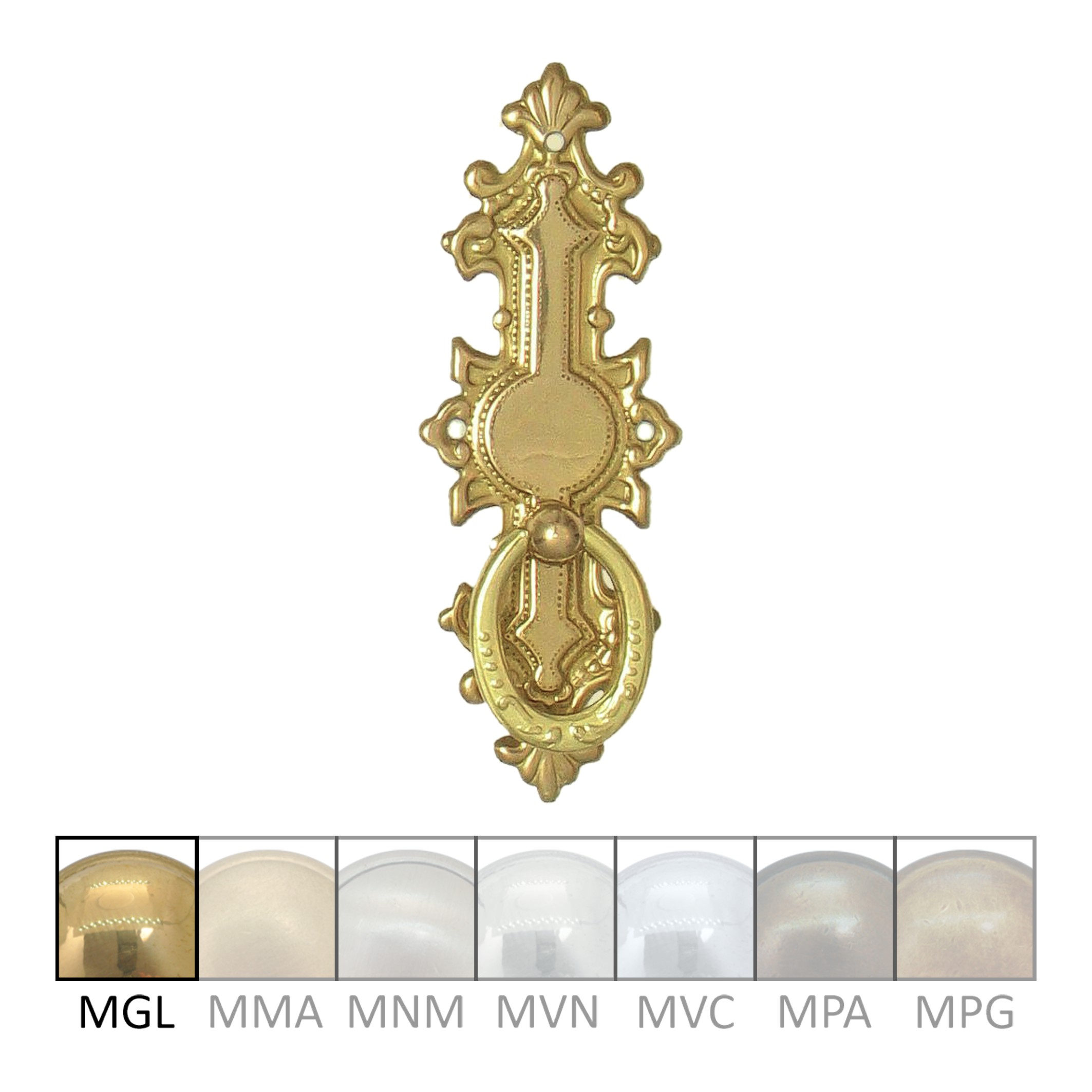 Historismus Möbelschild geprägt Messing MGL 34 x 95mm mit Griff Serie HI002 Bild1