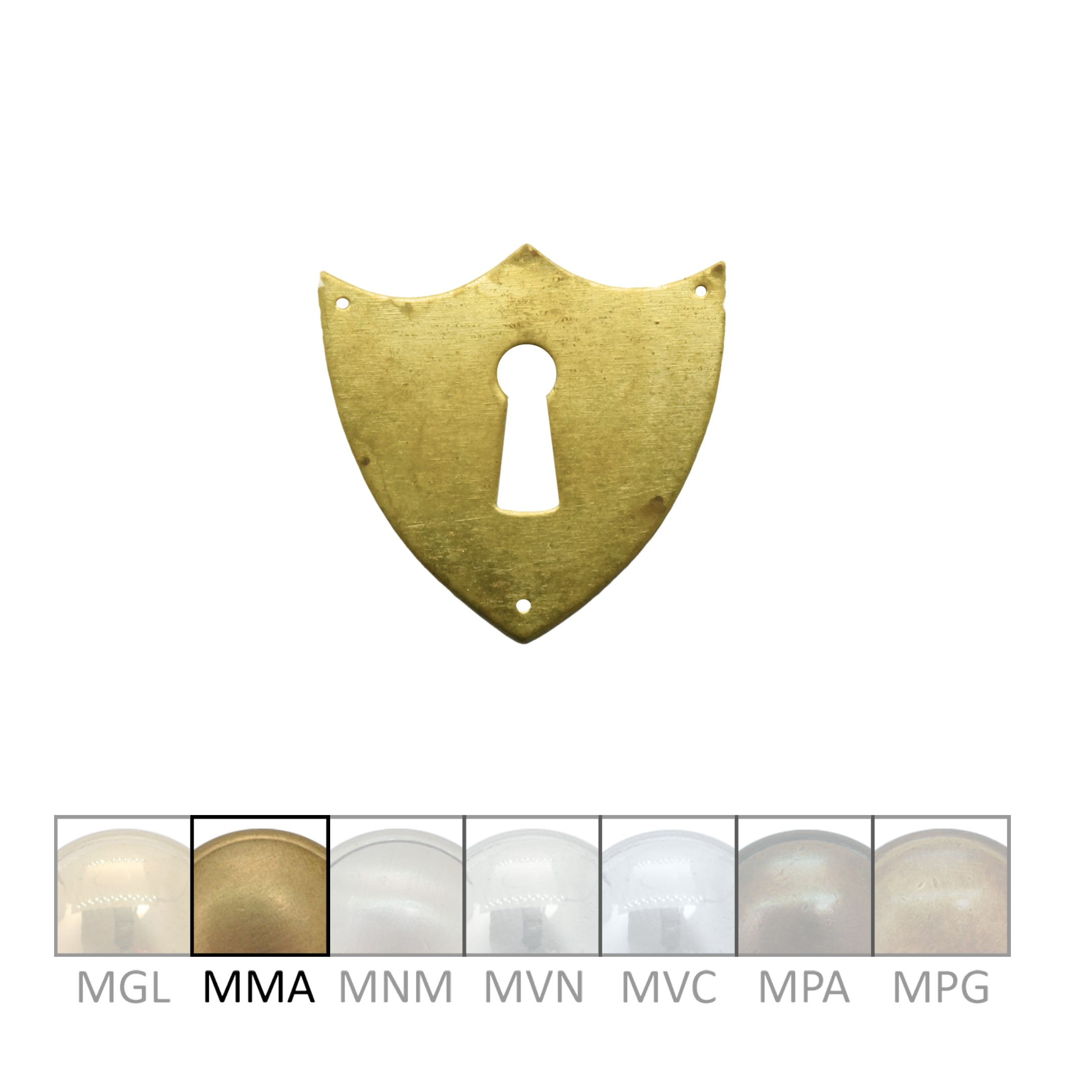 Klassizismus Möbelschild geprägt Messing MMA 53x50mm mit Schlüsselloch Serie KL006 Bild1