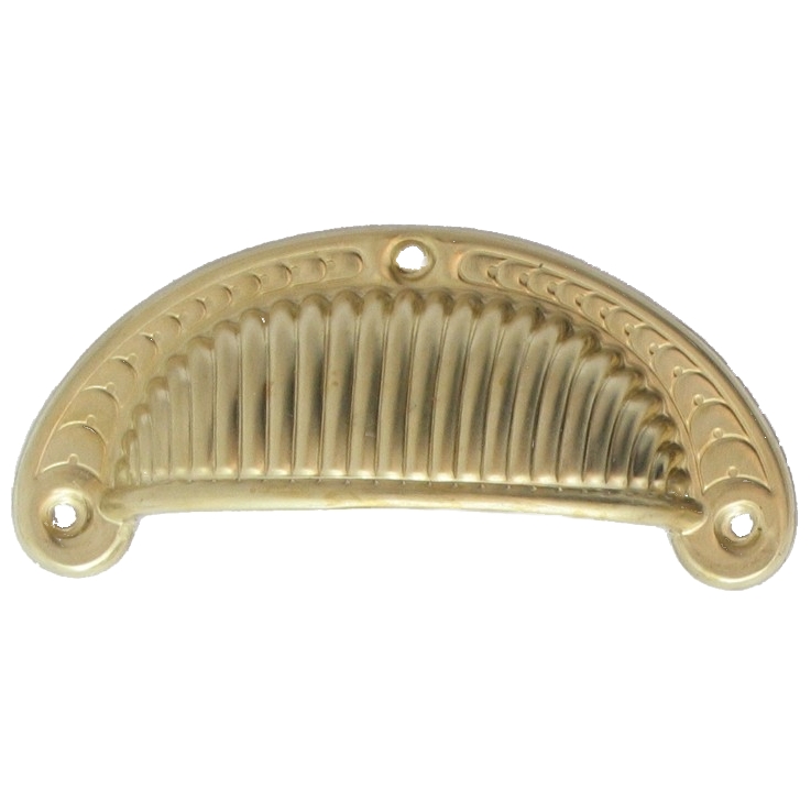 Muschelgriff gerillt mit umbördelter Kante Messing MMA 95 x 22mm Serie JU021 Bild1