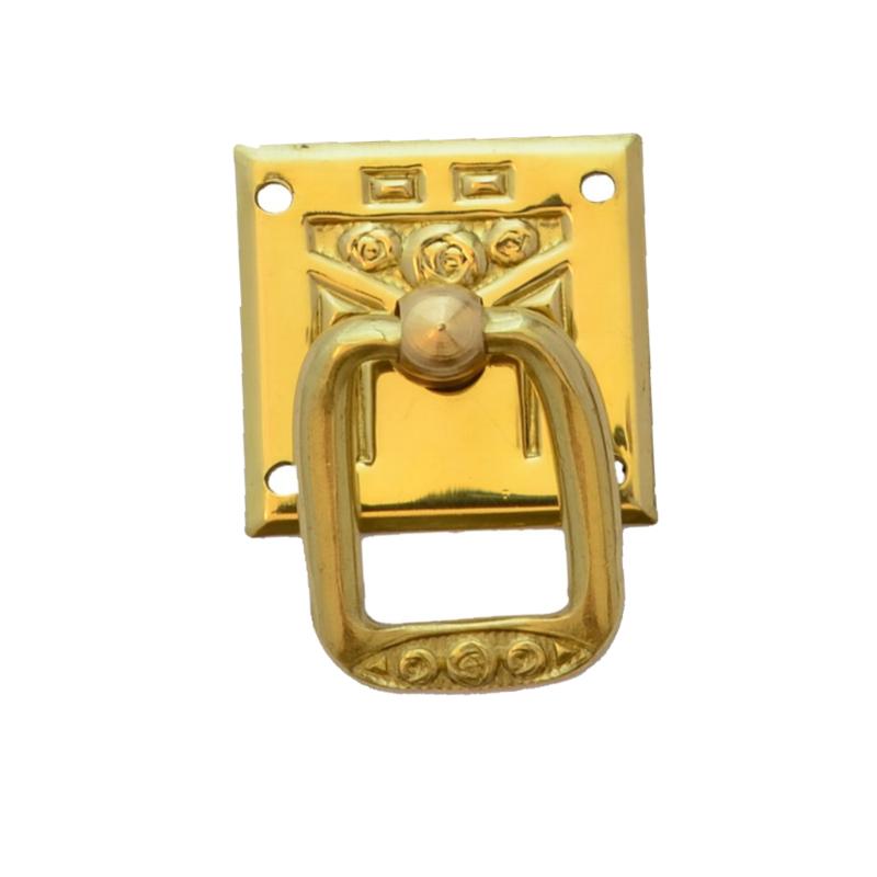 Jugendstil Möbelschild geprägt Messing MGL 30 x 32mm mit Griff Serie JU011 Bild1