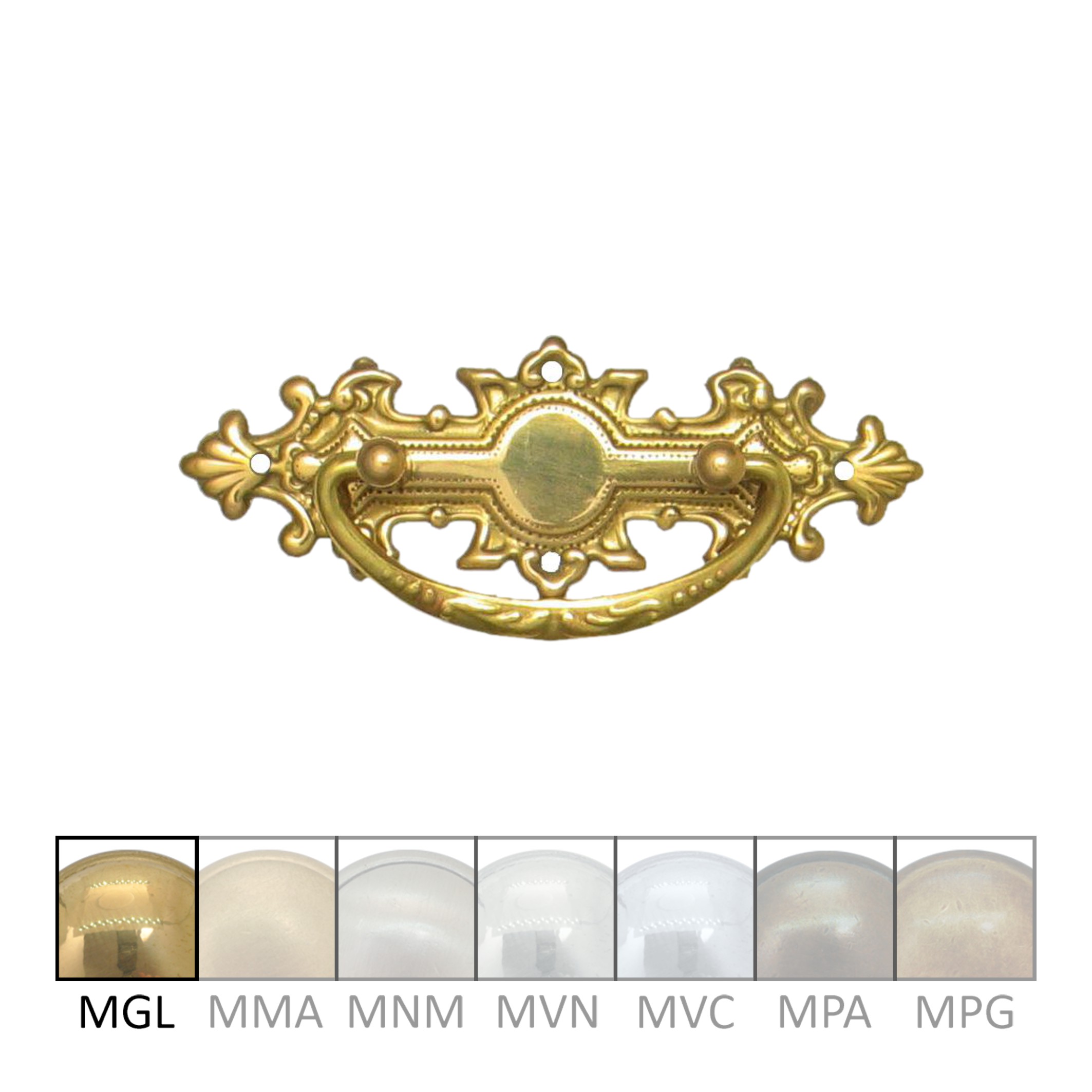Historismus Möbelschild geprägt Messing MGL 95 x 34mm mit Griff Serie HI002 Bild1
