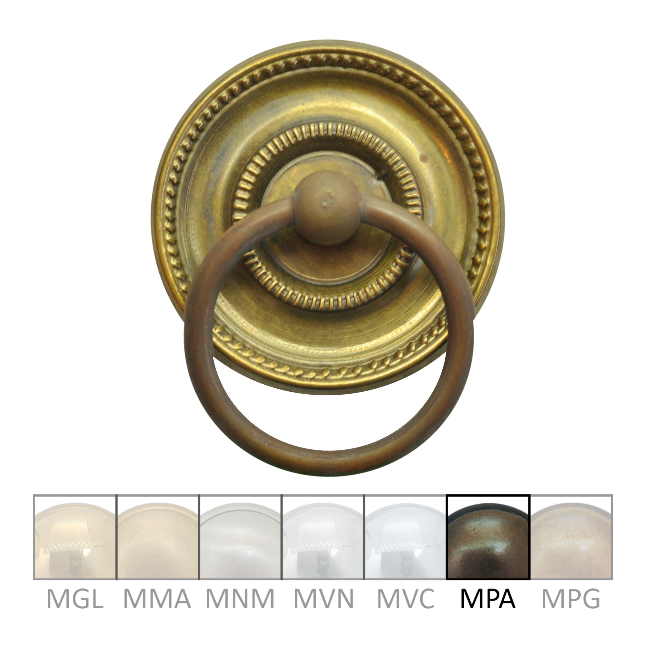 Klassizismus Möbelschild geprägt Messing MPA D50mm Griff Serie KL087 Bild1
