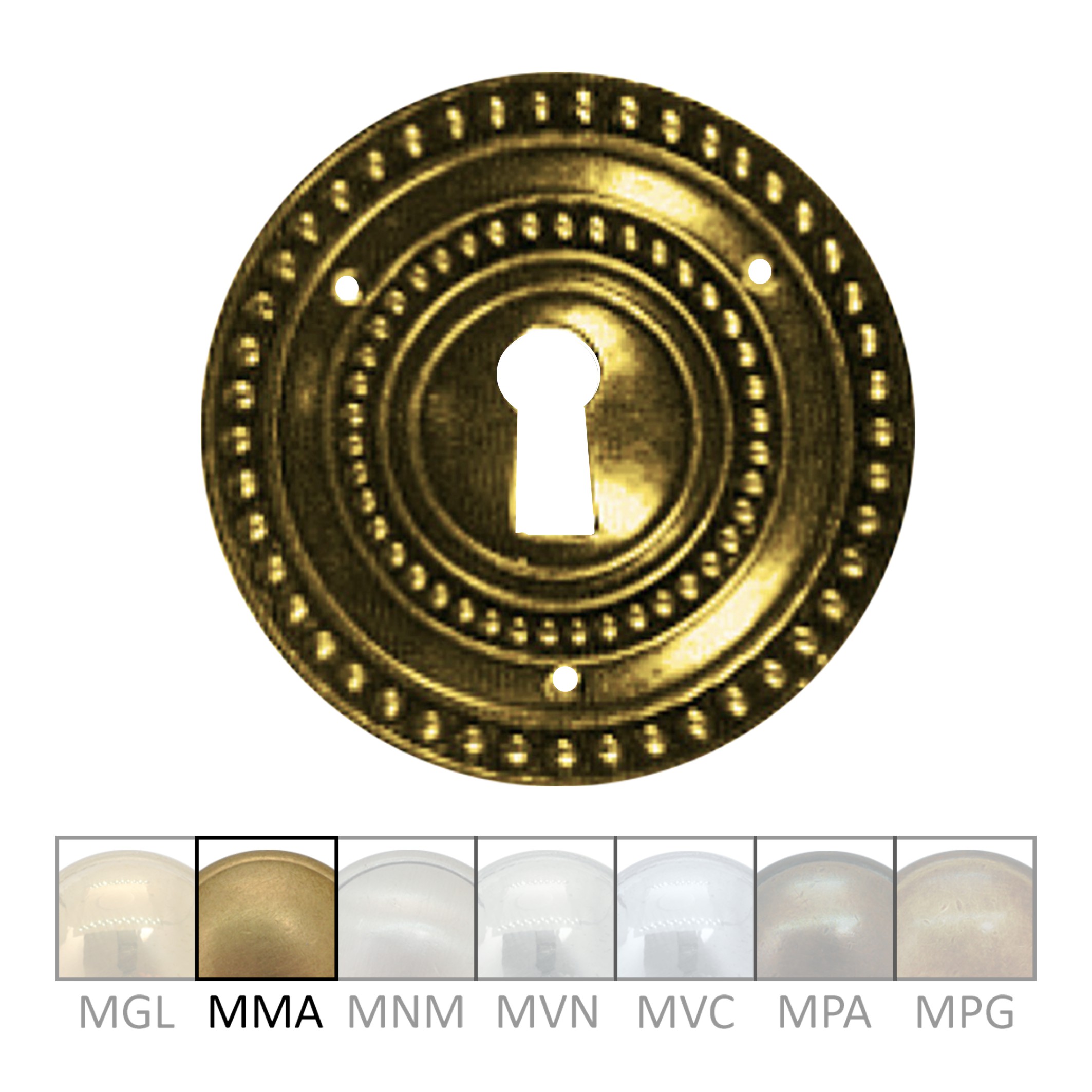 Klassizismus Möbelschild geprägt Messing MMA D55mm Schlüsselloch Serie KL086 Bild1