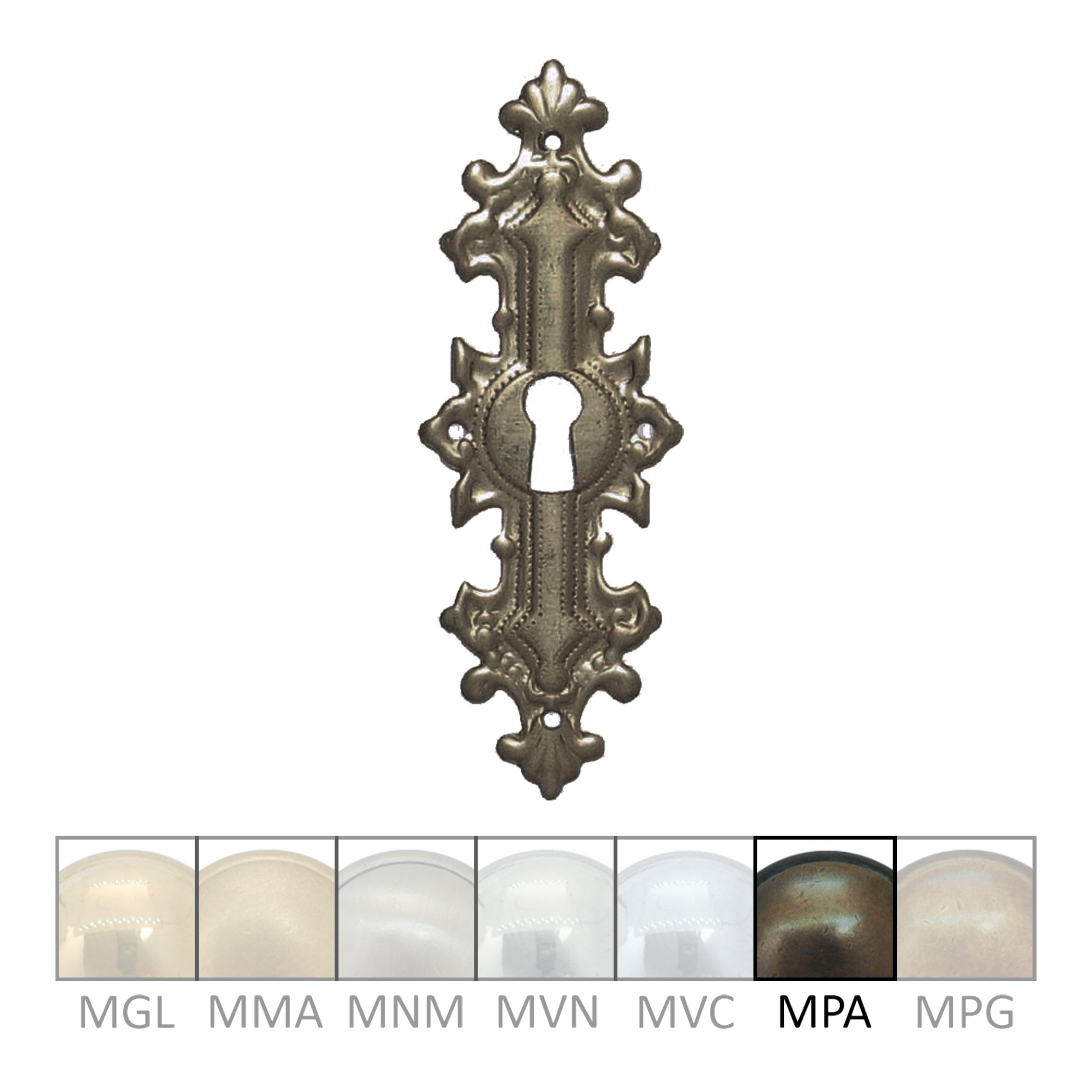 Historismus Möbelschild geprägt Messing MPA 39 x 116mm mit Schlüsselloch Serie HI002 Bild1